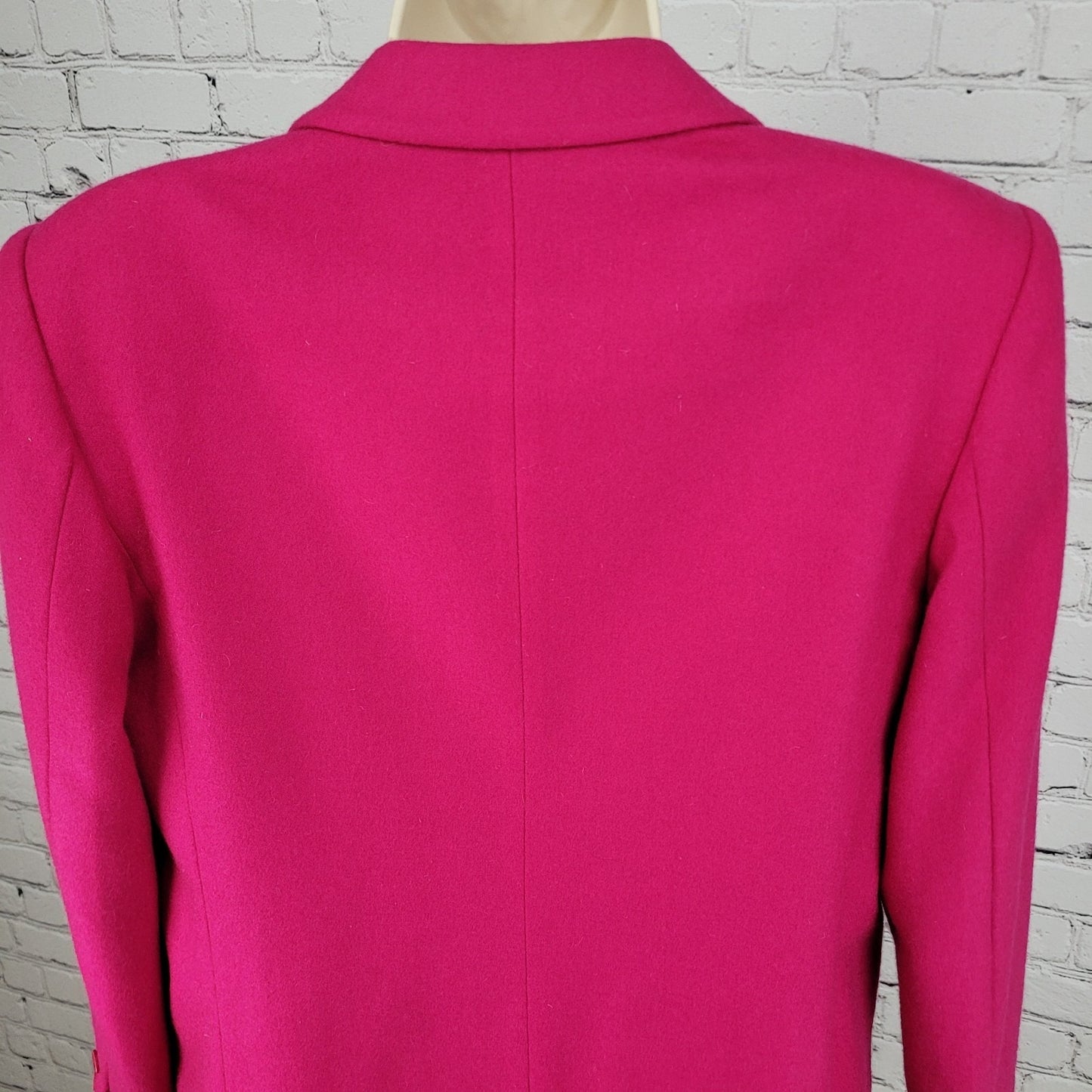 VTG Epitome Fuchsia Pink Wool Notch 2 Button Blazer Jacket Japan Made Size 12