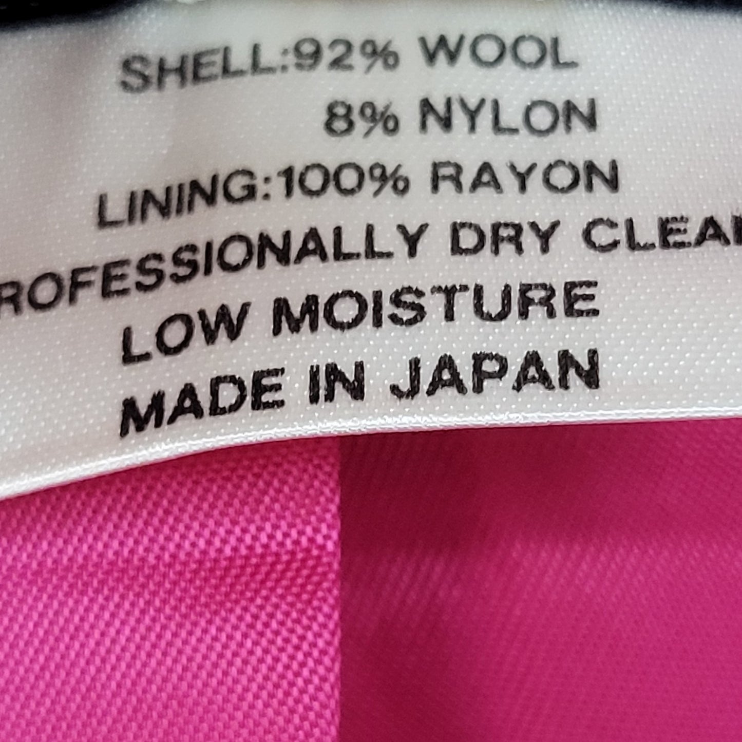 VTG Epitome Fuchsia Pink Wool Notch 2 Button Blazer Jacket Japan Made Size 12