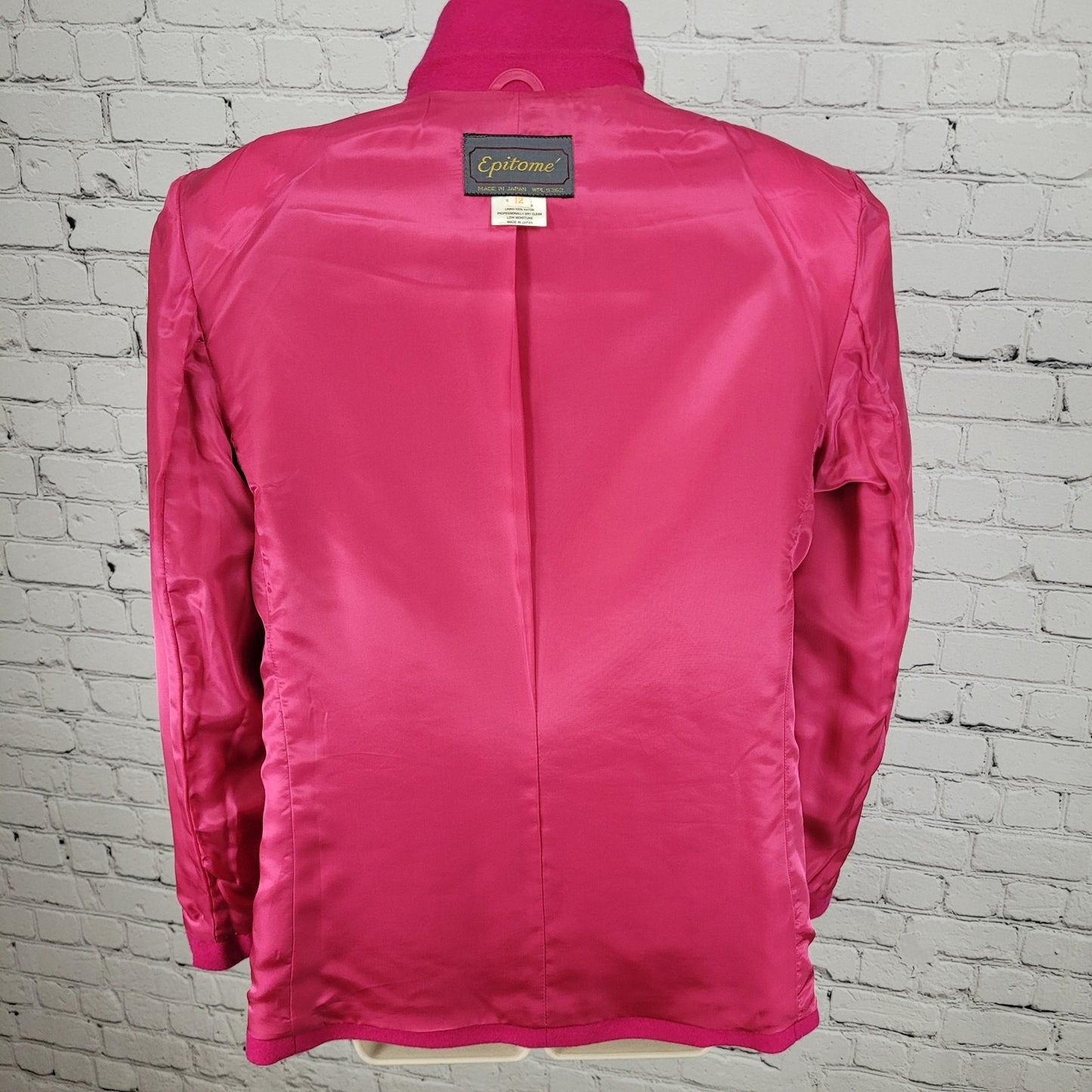 VTG Epitome Fuchsia Pink Wool Notch 2 Button Blazer Jacket Japan Made Size 12
