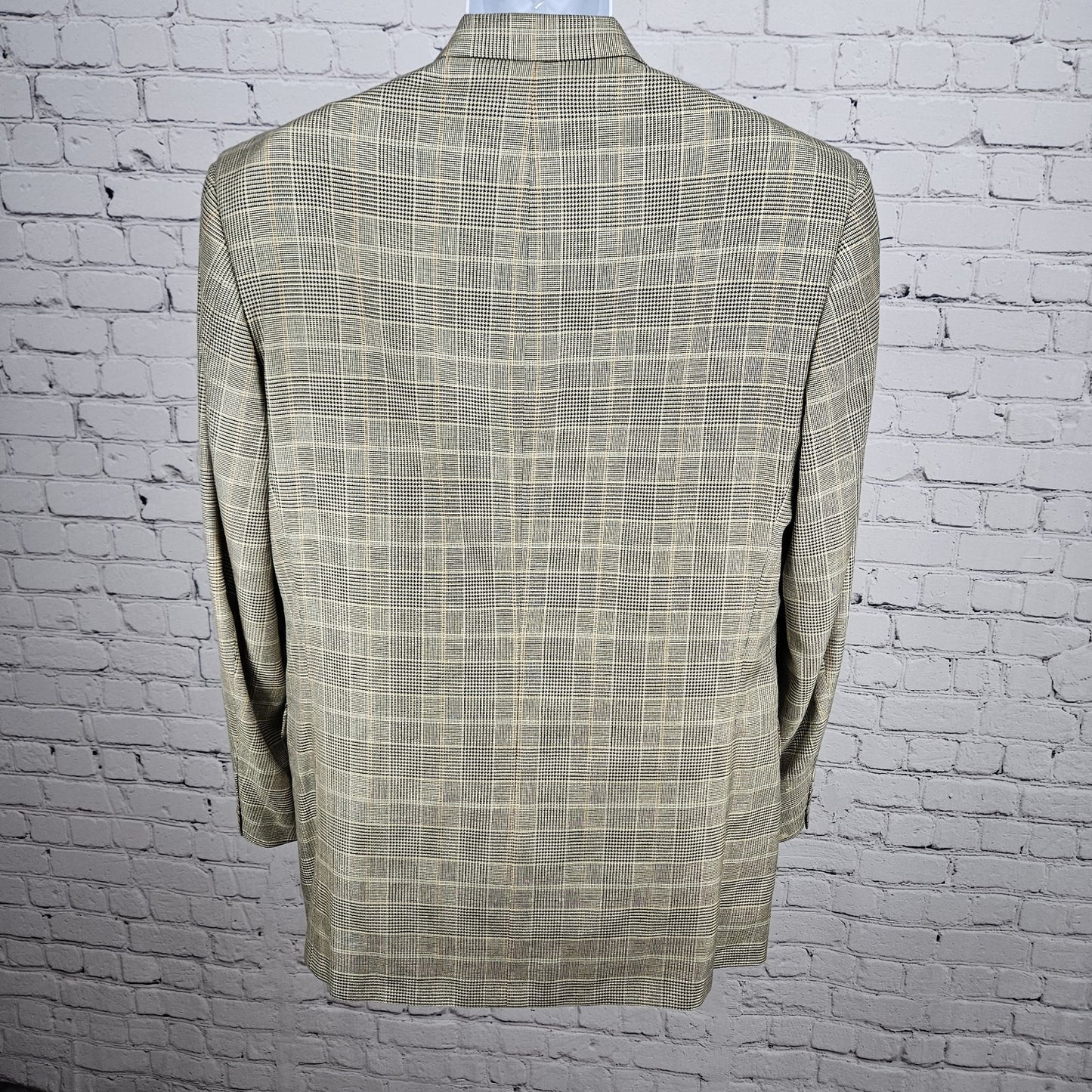 VTG Filo A Mano Tom James Tan Glen Check 2 Button Notch Blazer Sport Coat 42R