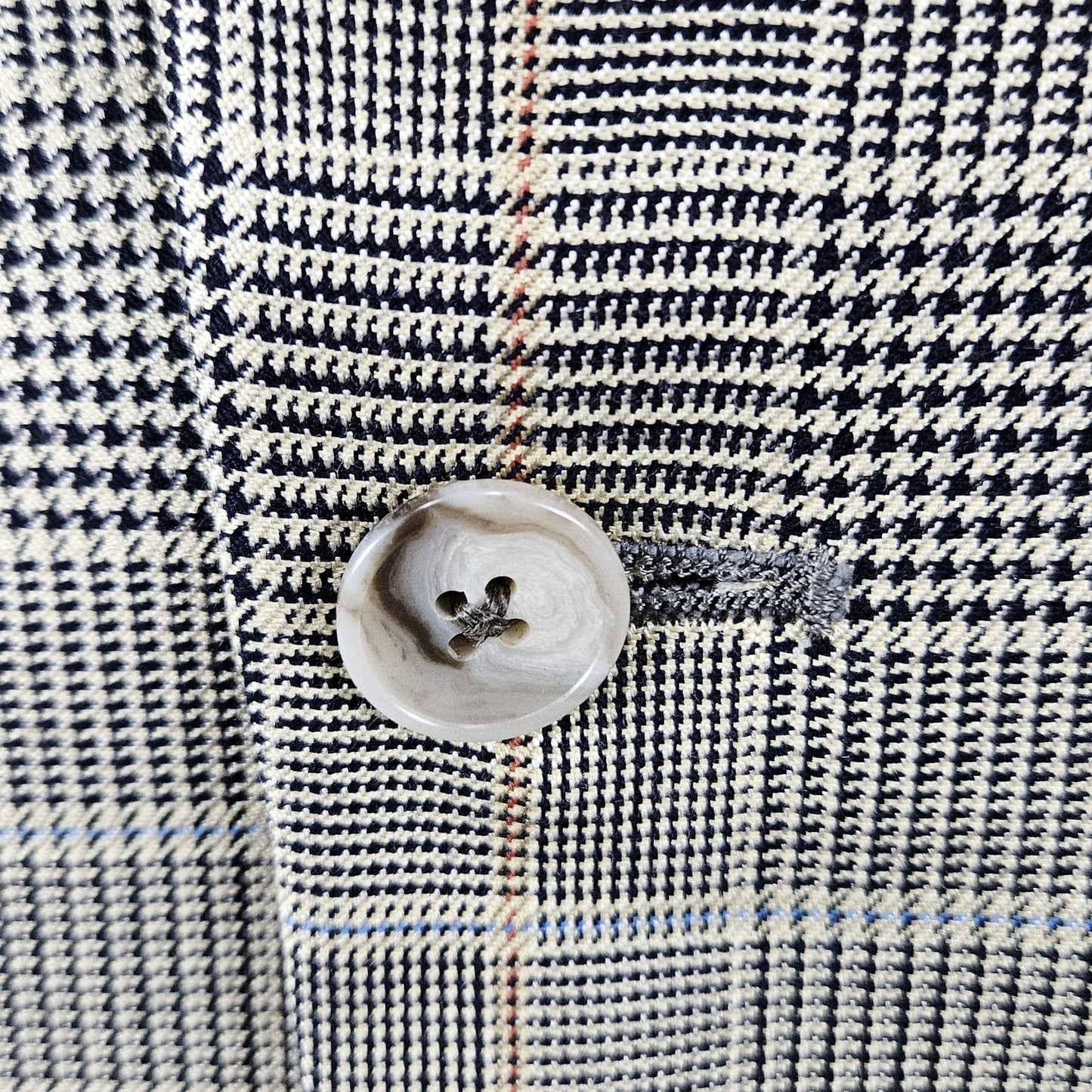 VTG Filo A Mano Tom James Tan Glen Check 2 Button Notch Blazer Sport Coat 42R