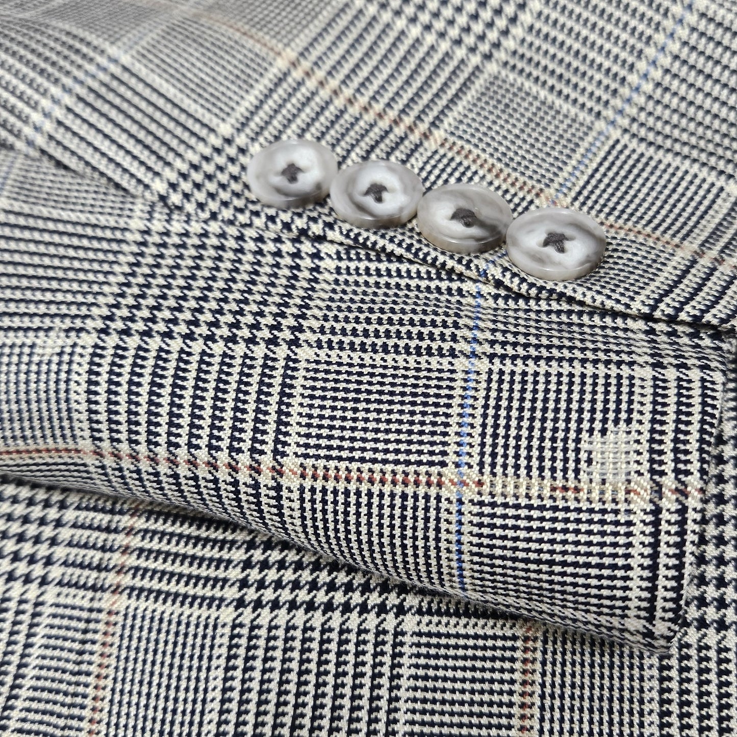 VTG Filo A Mano Tom James Tan Glen Check 2 Button Notch Blazer Sport Coat 42R