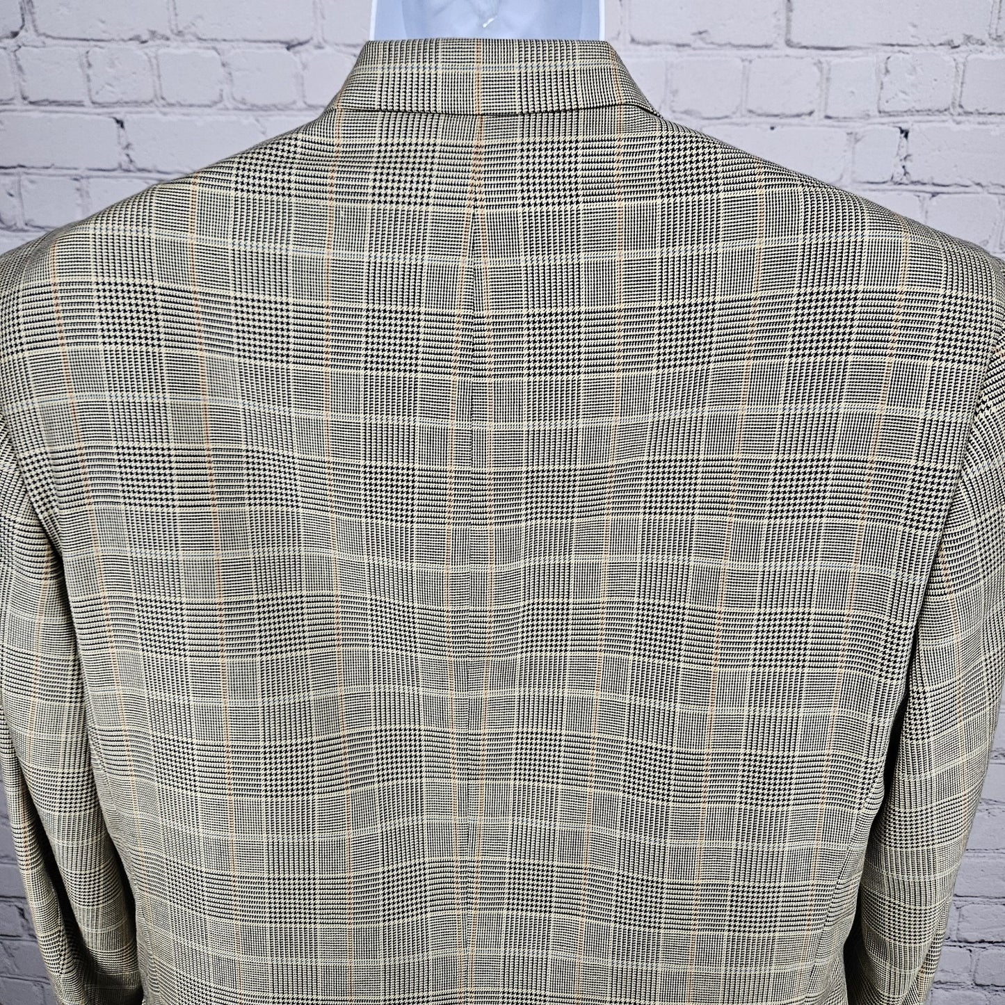 VTG Filo A Mano Tom James Tan Glen Check 2 Button Notch Blazer Sport Coat 42R