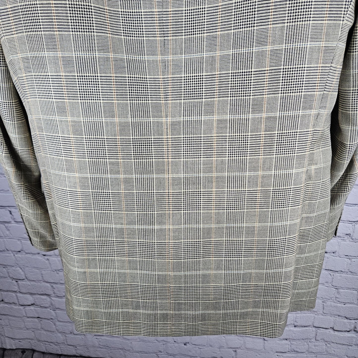 VTG Filo A Mano Tom James Tan Glen Check 2 Button Notch Blazer Sport Coat 42R
