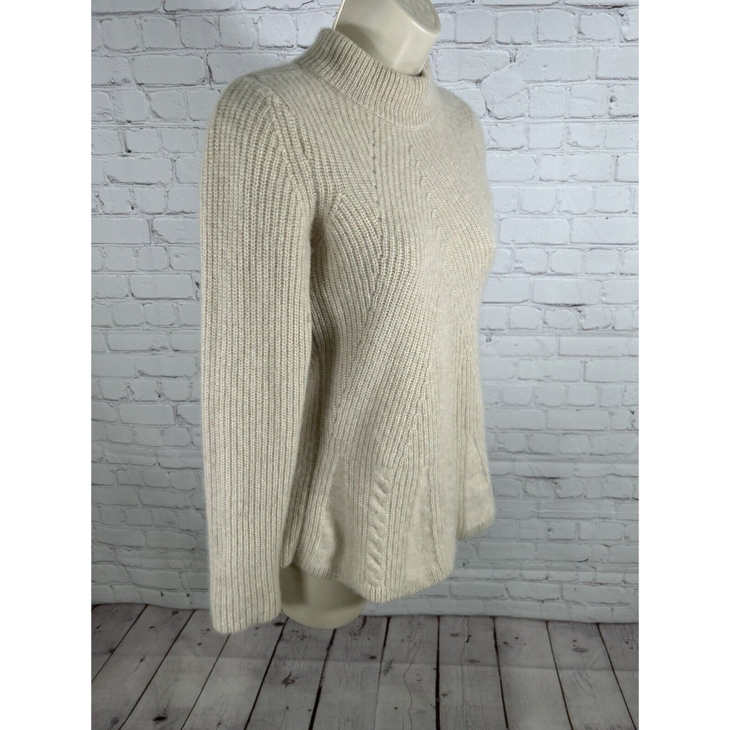 Design History Pure Cashmere Beige Mock Neck Pullover Knit Sweater Women’s XS