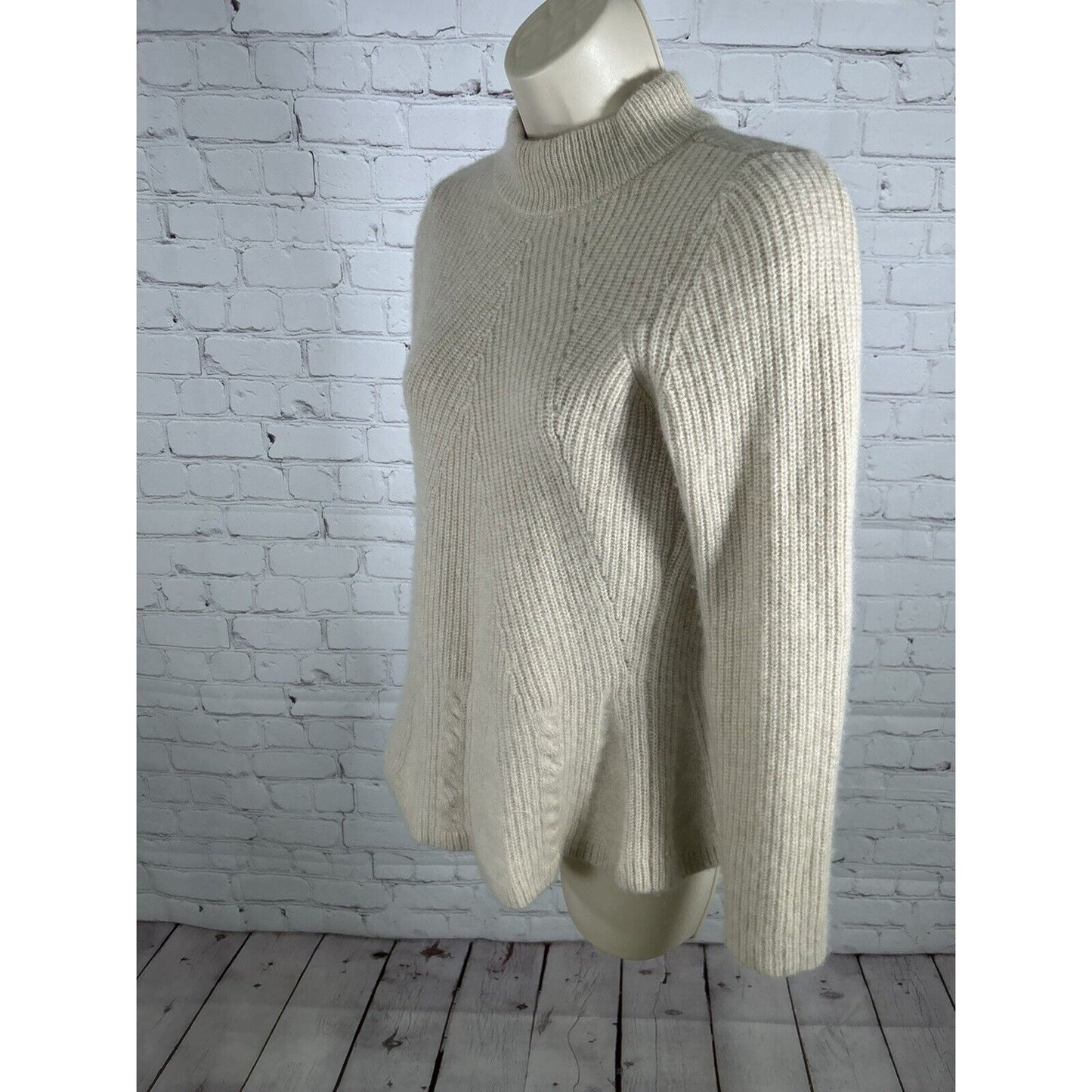 Design History Pure Cashmere Beige Mock Neck Pullover Knit Sweater Women’s XS
