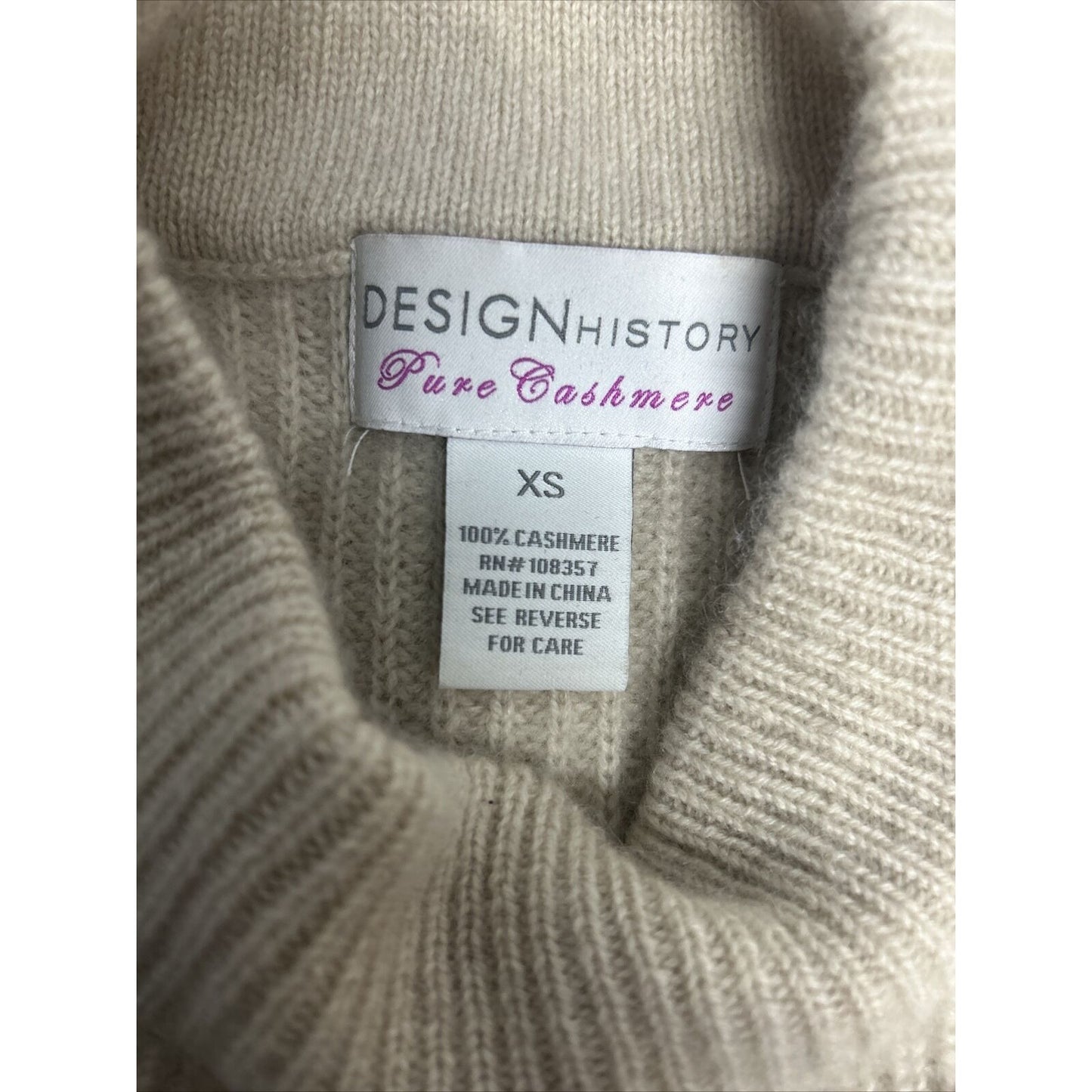 Design History Pure Cashmere Beige Mock Neck Pullover Knit Sweater Women’s XS