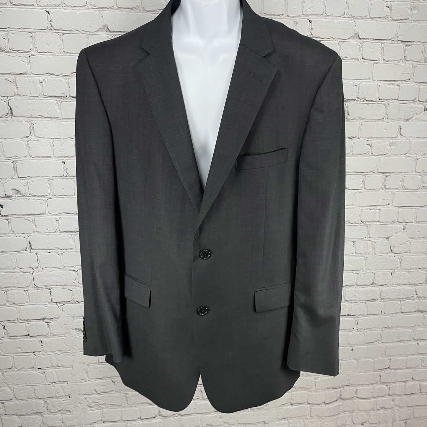 Jos A Bank Black 100% Wool 2 Button Vented Notch Blazer Sport Coat Size 44L