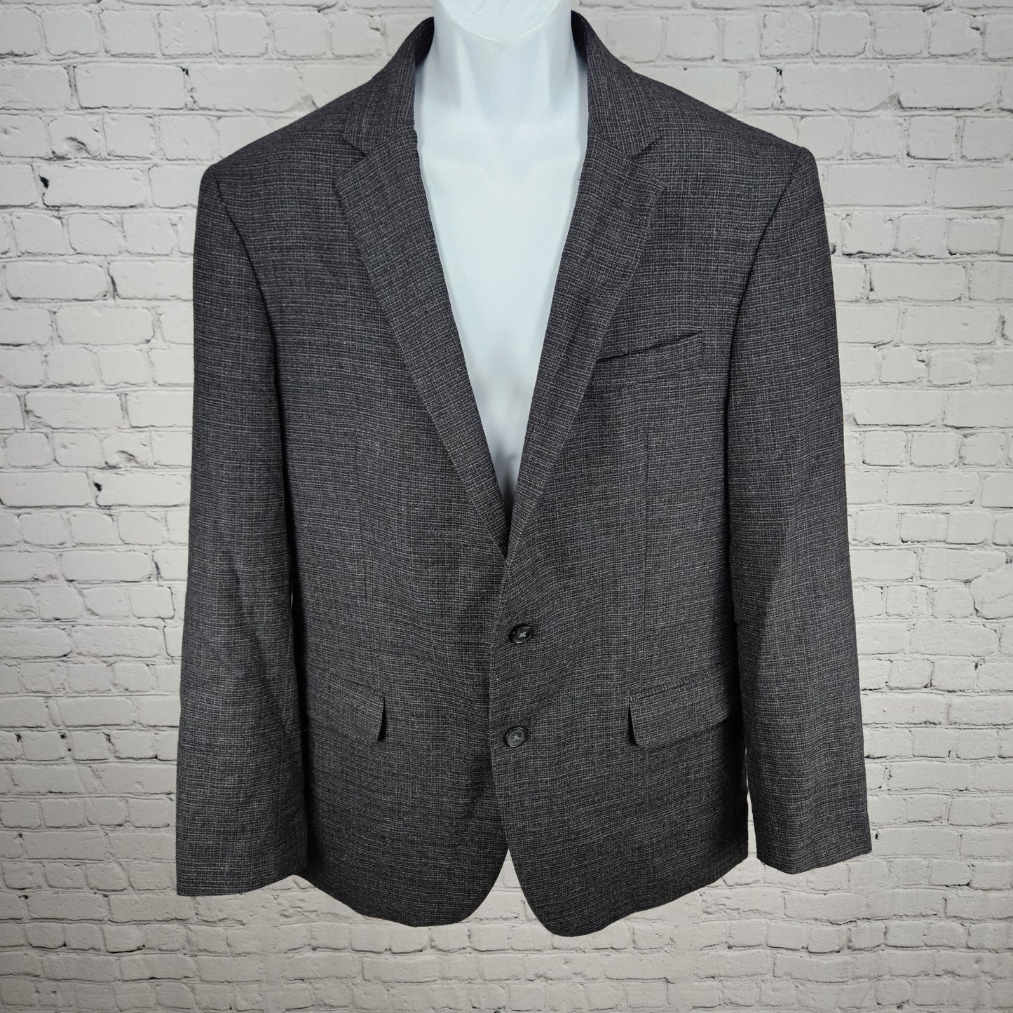 Awearness Kenneth Cole Grey Wool Stretch Slim Fit 2 Button Blazer Sport Coat 44L