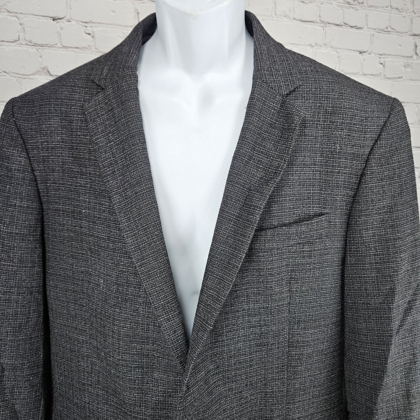 Awearness Kenneth Cole Grey Wool Stretch Slim Fit 2 Button Blazer Sport Coat 44L