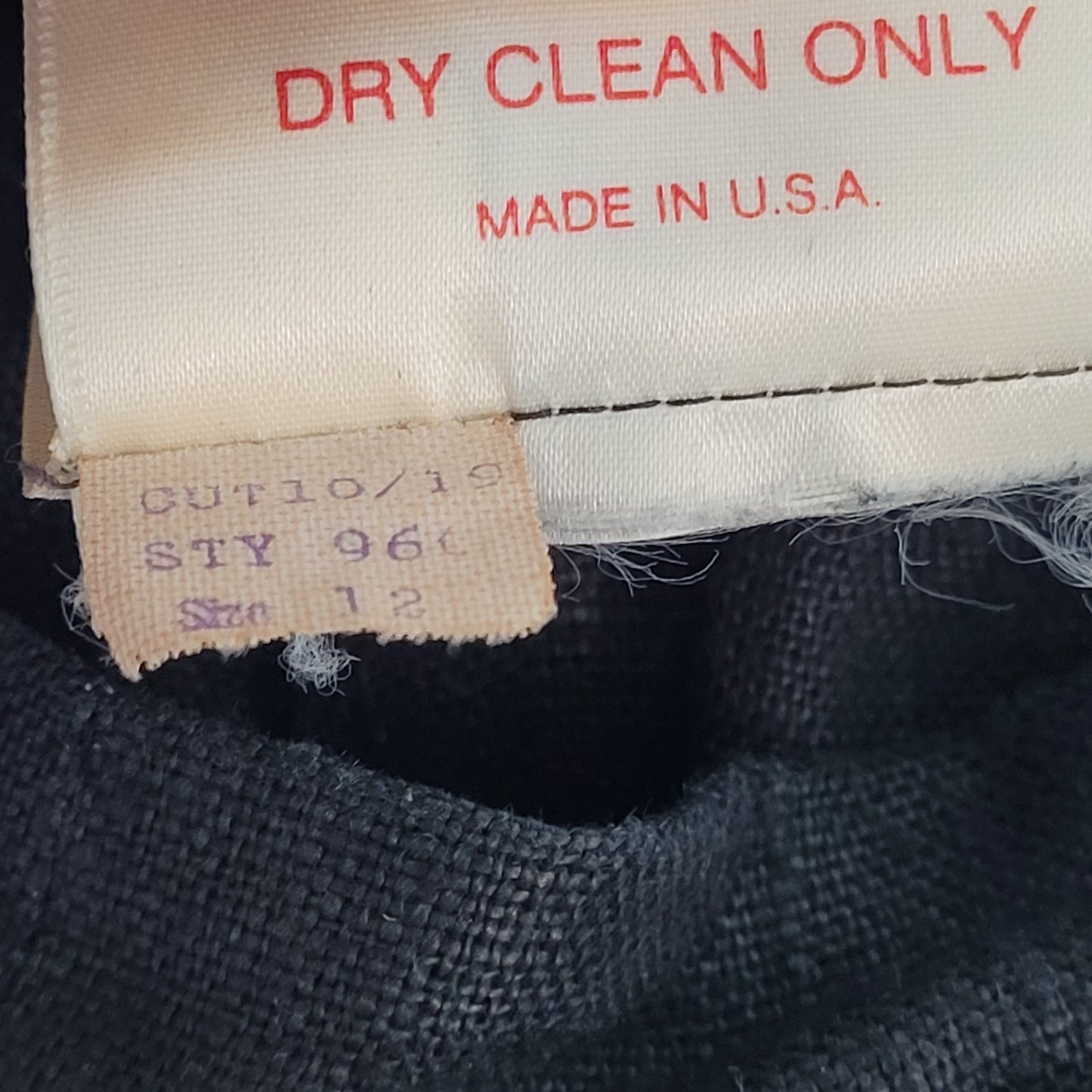 VTG Gene Ewing BIS Black 100% Linen Pleated Wide Leg Flowy Pants USA 12 (26x29)