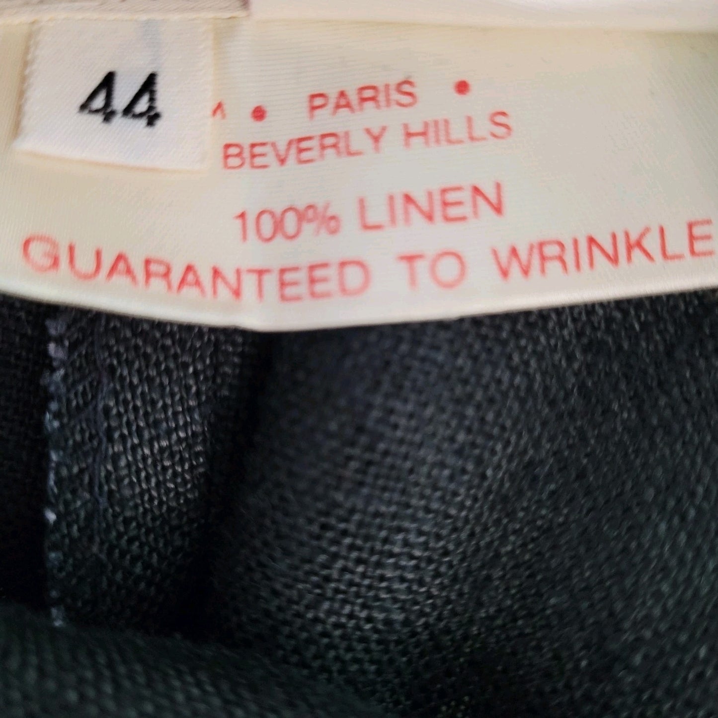 VTG Gene Ewing BIS Black 100% Linen Pleated Wide Leg Flowy Pants USA 12 (26x29)
