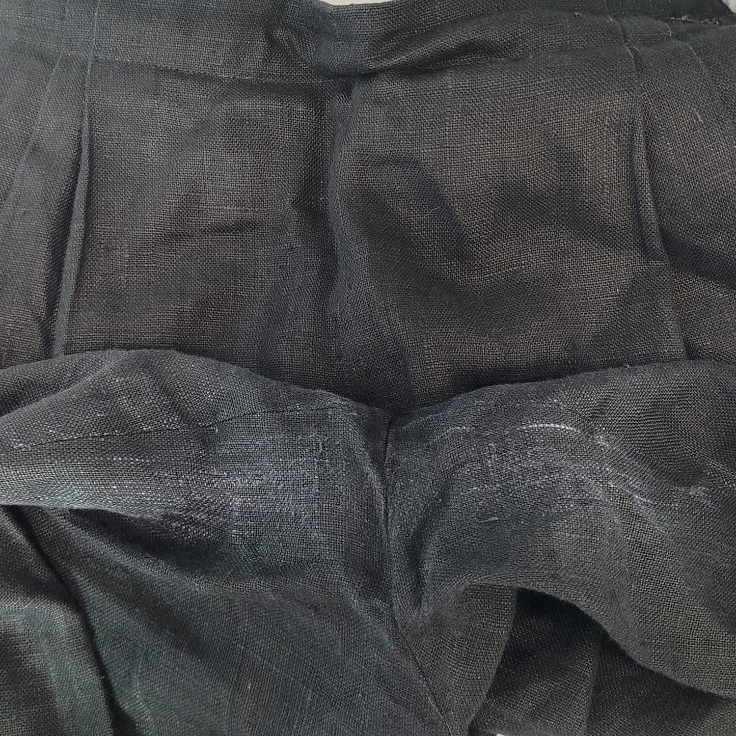 VTG Gene Ewing BIS Black 100% Linen Pleated Wide Leg Flowy Pants USA 12 (26x29)