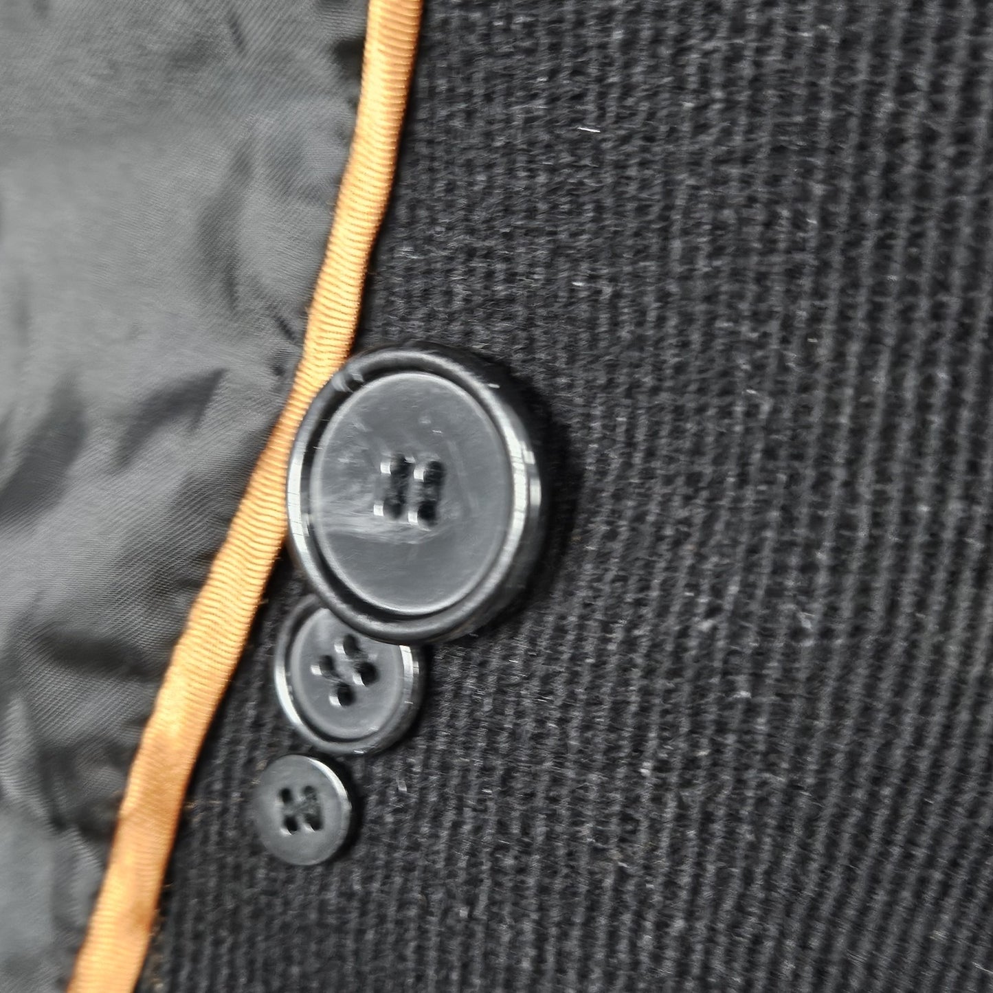 Cole Haan Black Virgin Wool Blend Corduroy Button Pocket Notch Lined Over Coat L