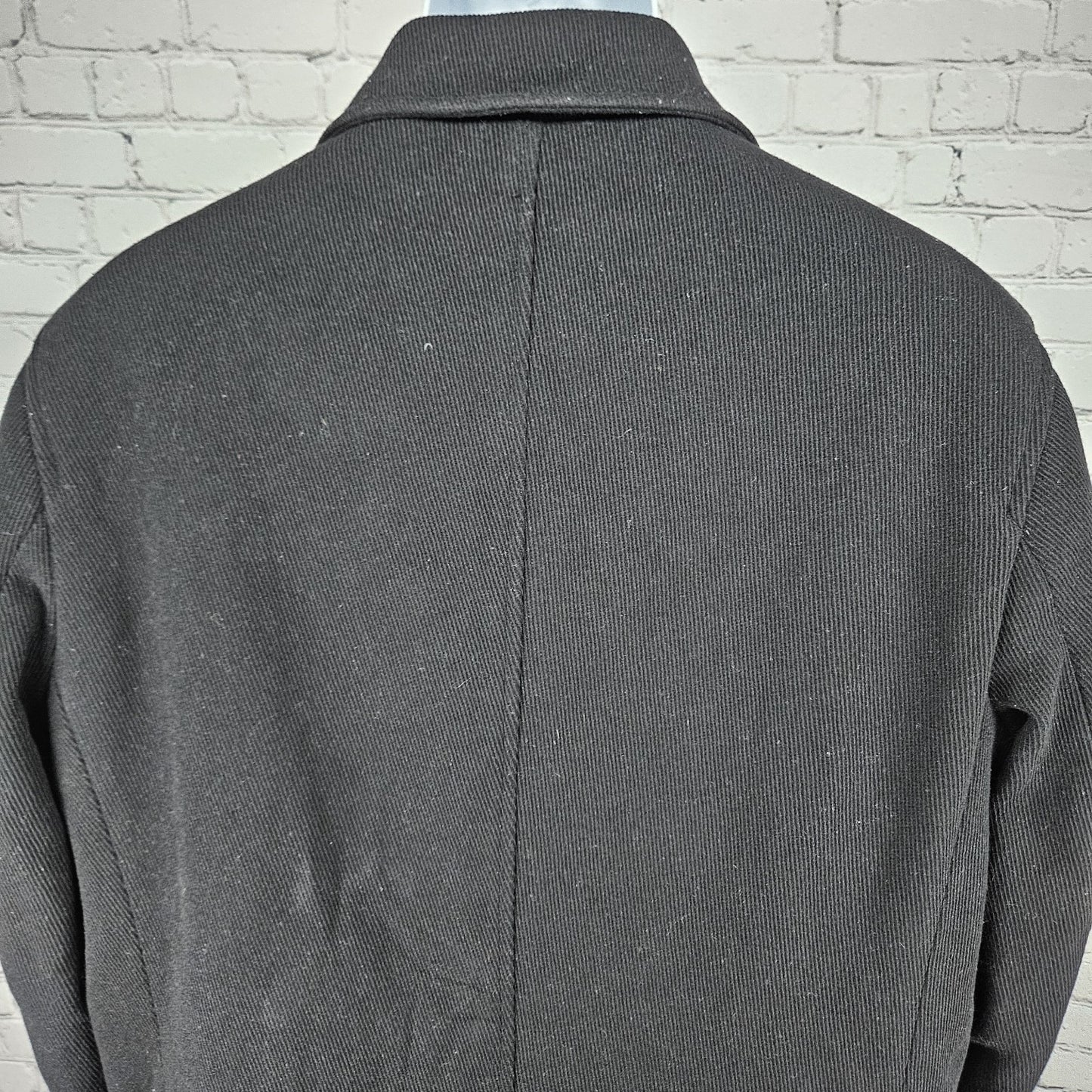 Cole Haan Black Virgin Wool Blend Corduroy Button Pocket Notch Lined Over Coat L