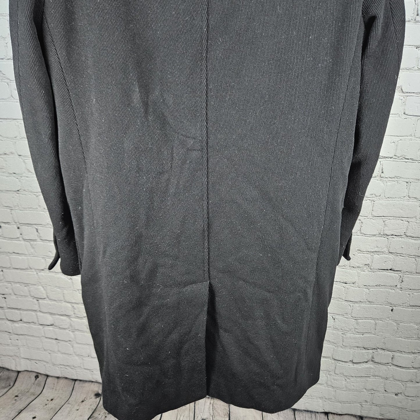 Cole Haan Black Virgin Wool Blend Corduroy Button Pocket Notch Lined Over Coat L