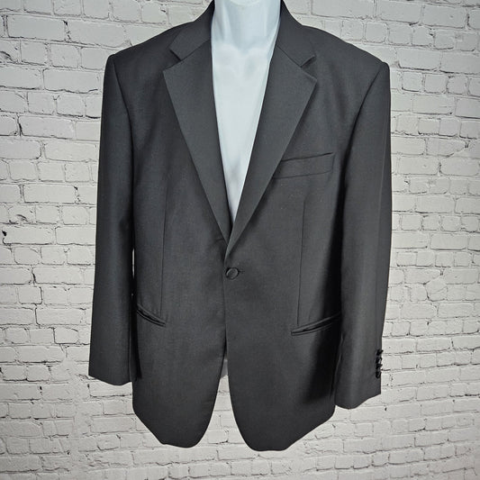 Principe Black 100% Wool 1 Button Ventless Notch Tuxedo Blazer Jacket Italy 40R