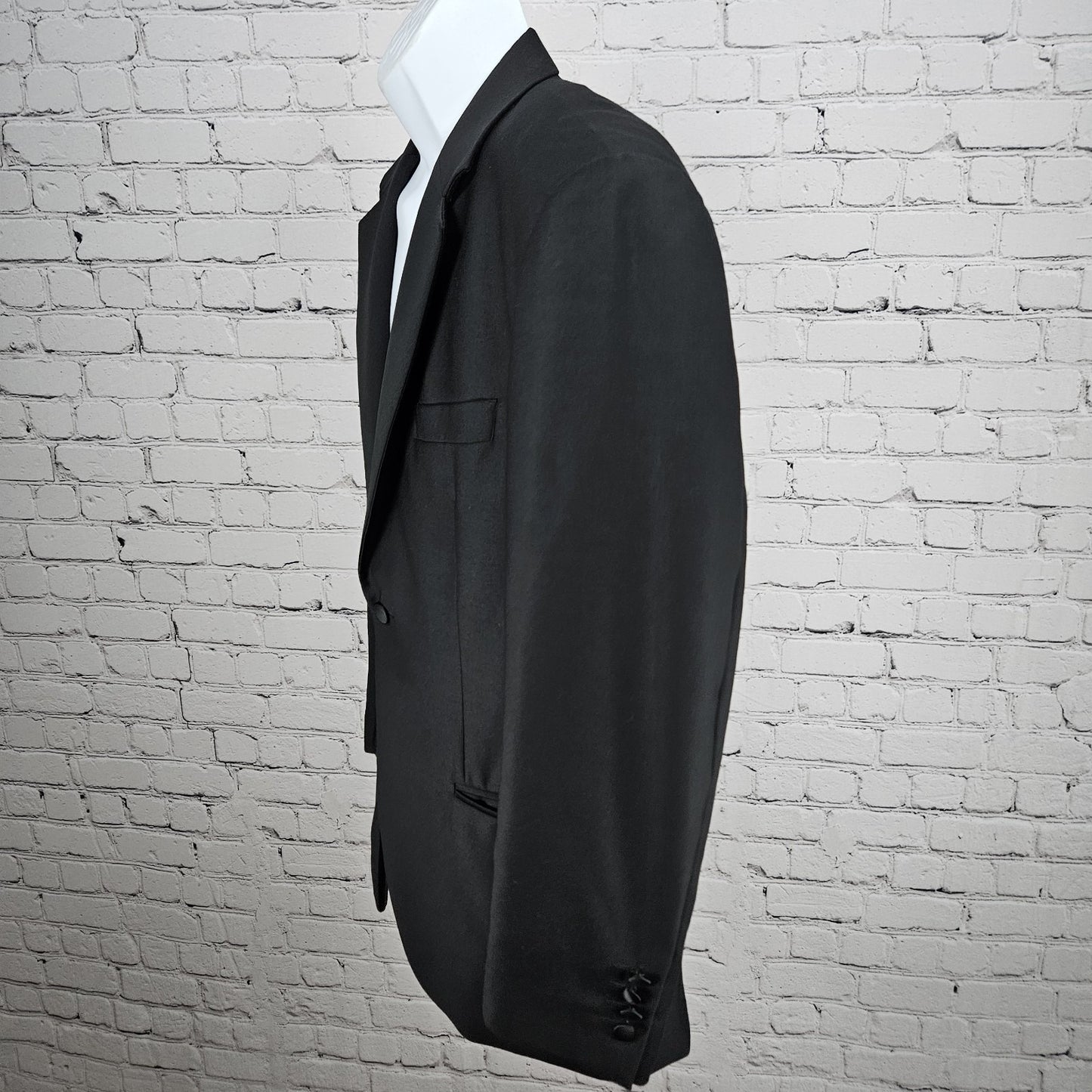 Principe Black 100% Wool 1 Button Ventless Notch Tuxedo Blazer Jacket Italy 40R