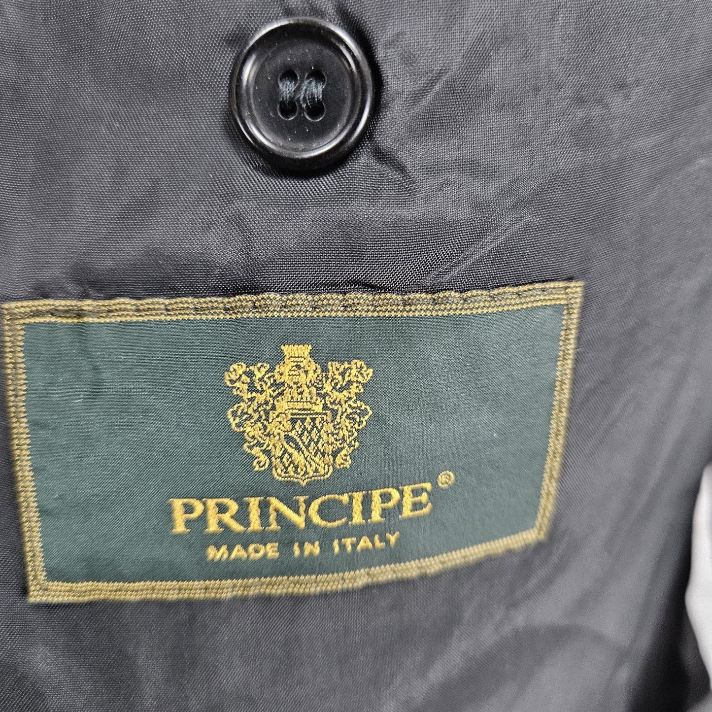Principe Black 100% Wool 1 Button Ventless Notch Tuxedo Blazer Jacket Italy 40R
