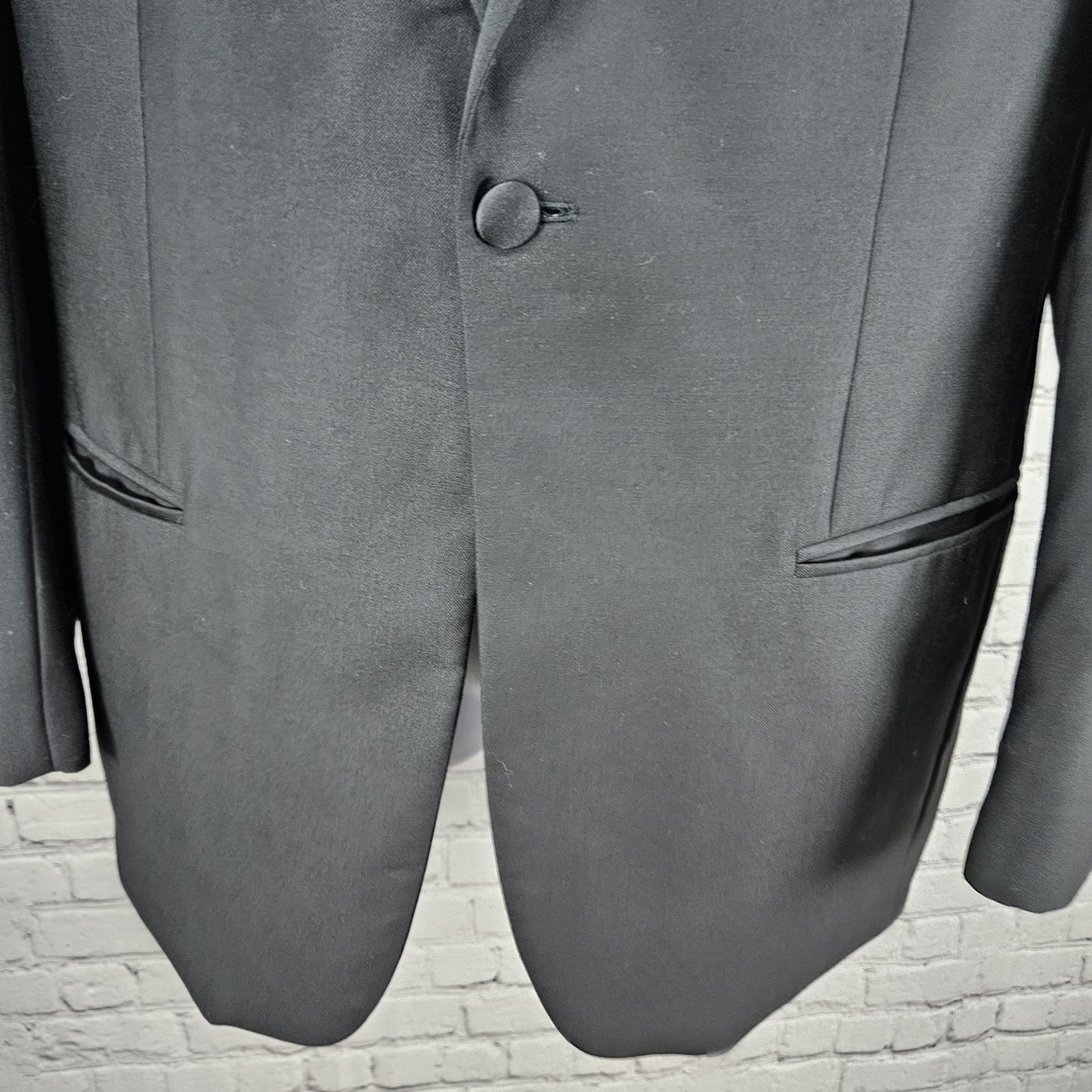 Principe Black 100% Wool 1 Button Ventless Notch Tuxedo Blazer Jacket Italy 40R