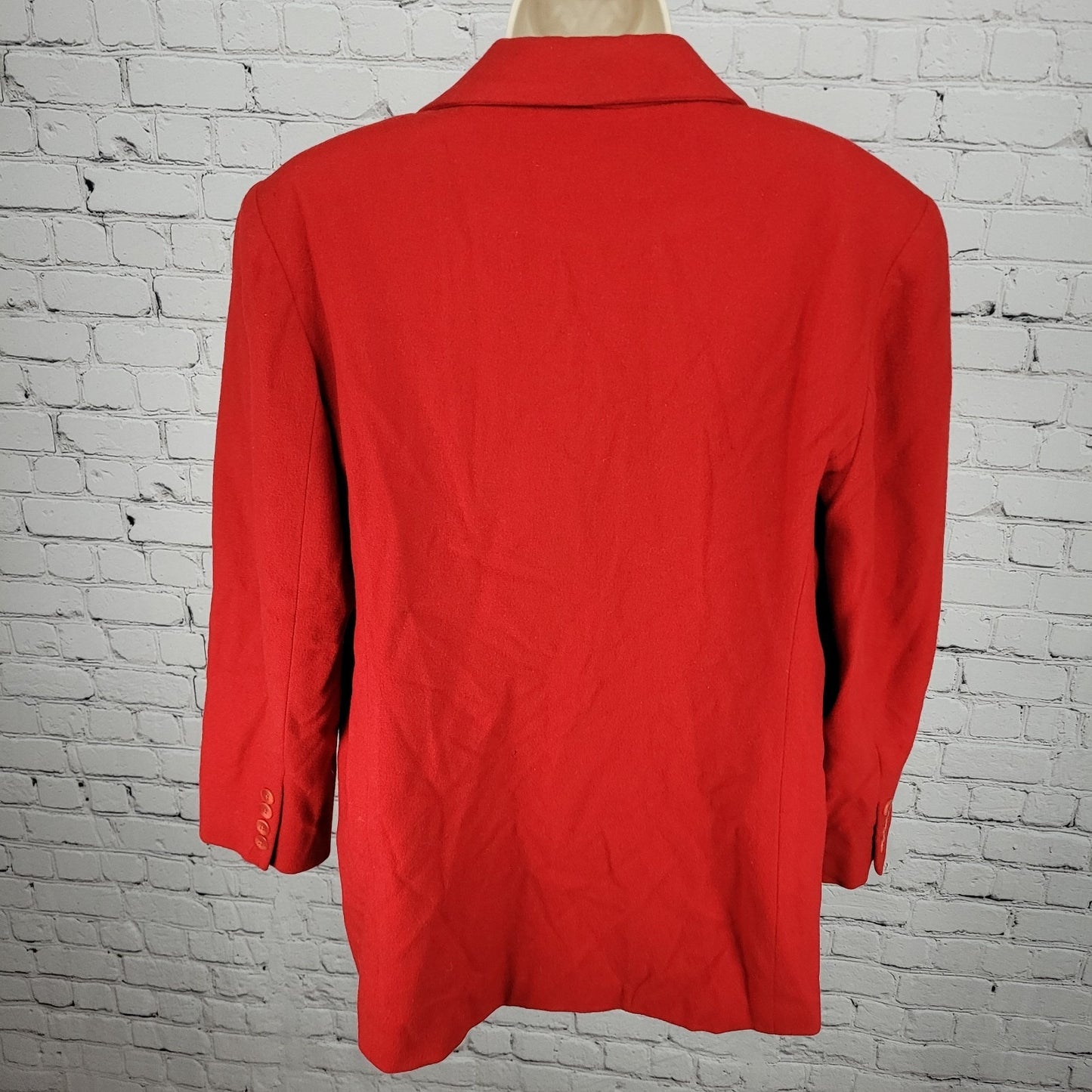 VTG Saks Fifth Avenue Red Wool Buttoned Blazer Jacket Size Large L