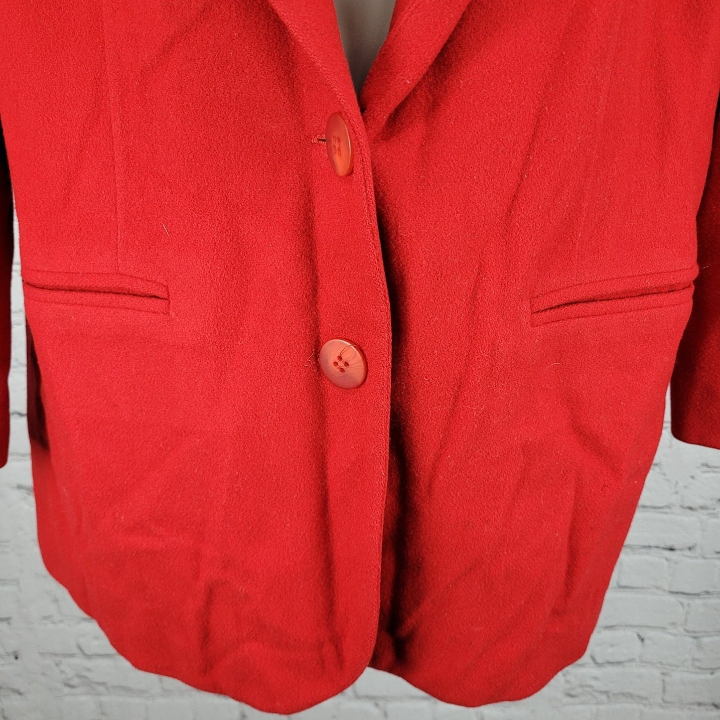 VTG Saks Fifth Avenue Red Wool Buttoned Blazer Jacket Size Large L