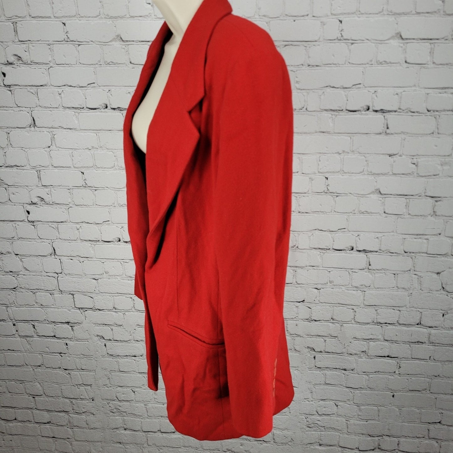 VTG Saks Fifth Avenue Red Wool Buttoned Blazer Jacket Size Large L
