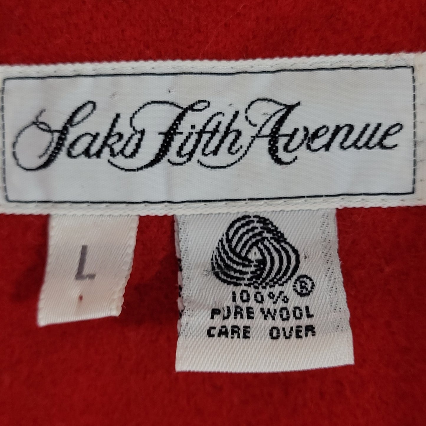VTG Saks Fifth Avenue Red Wool Buttoned Blazer Jacket Size Large L
