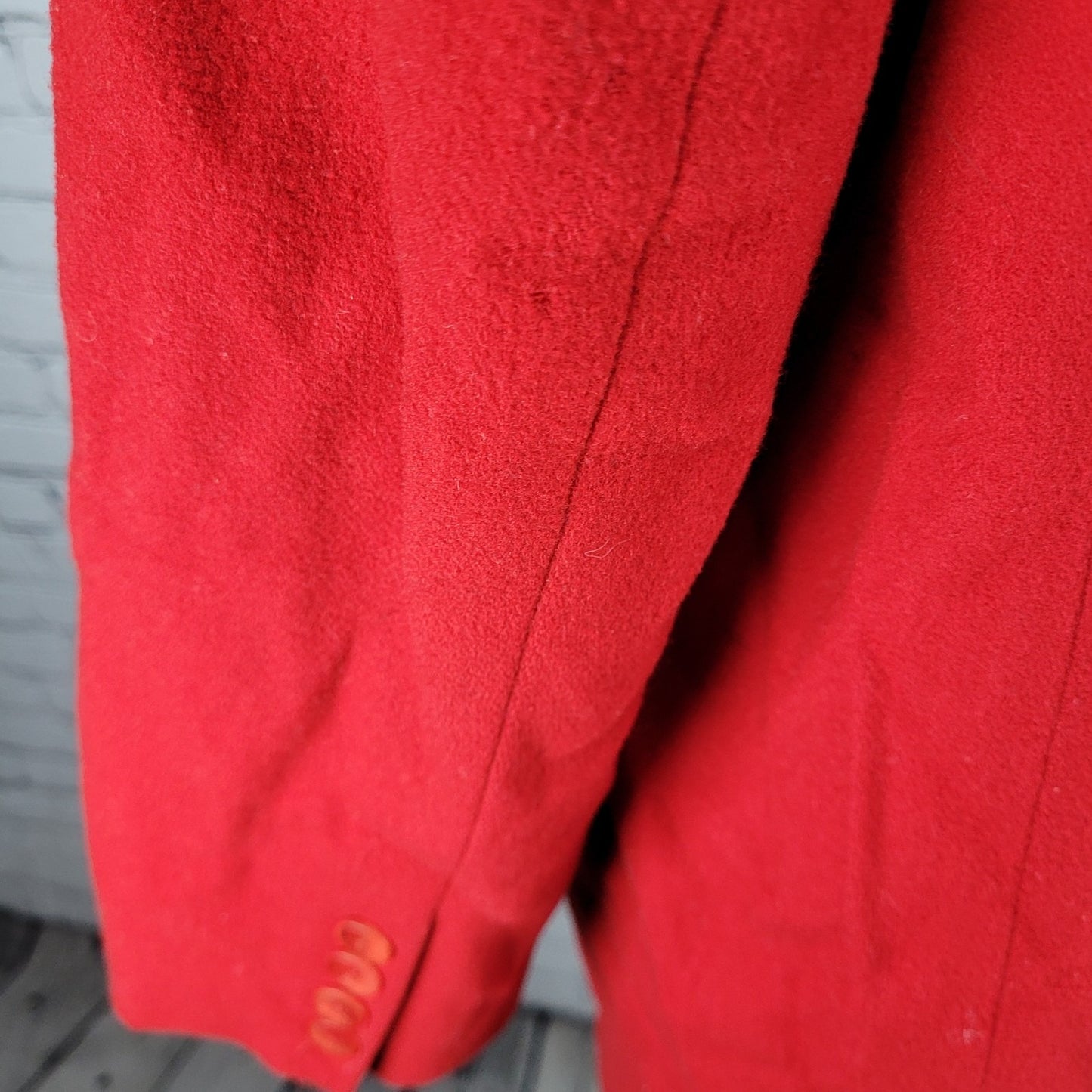 VTG Saks Fifth Avenue Red Wool Buttoned Blazer Jacket Size Large L