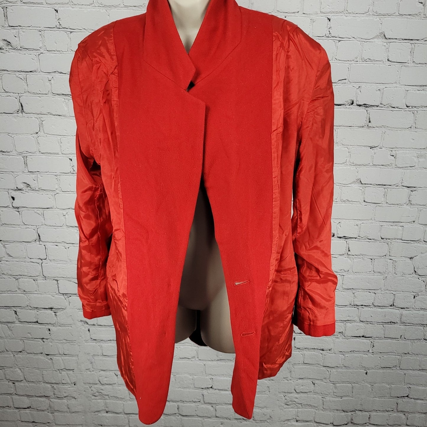 VTG Saks Fifth Avenue Red Wool Buttoned Blazer Jacket Size Large L