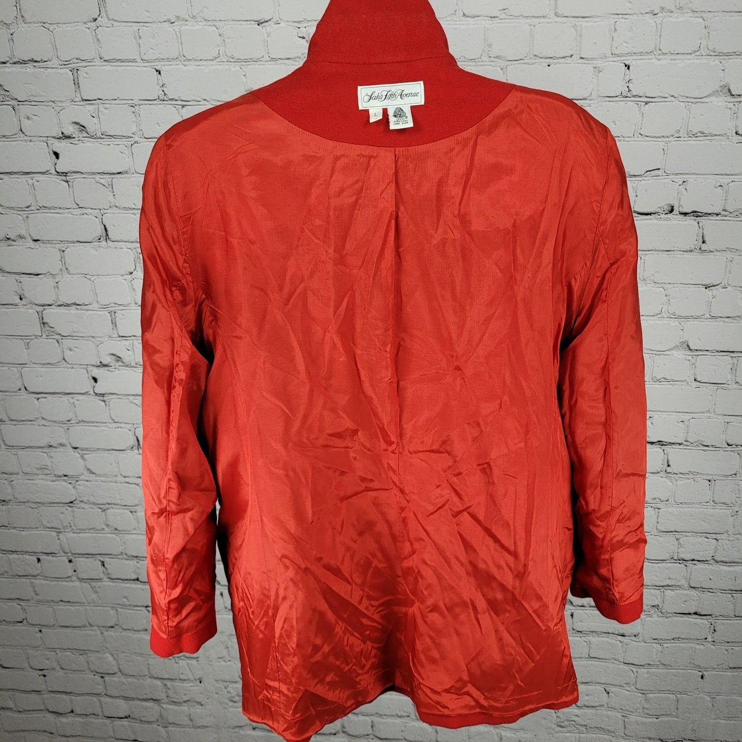 VTG Saks Fifth Avenue Red Wool Buttoned Blazer Jacket Size Large L