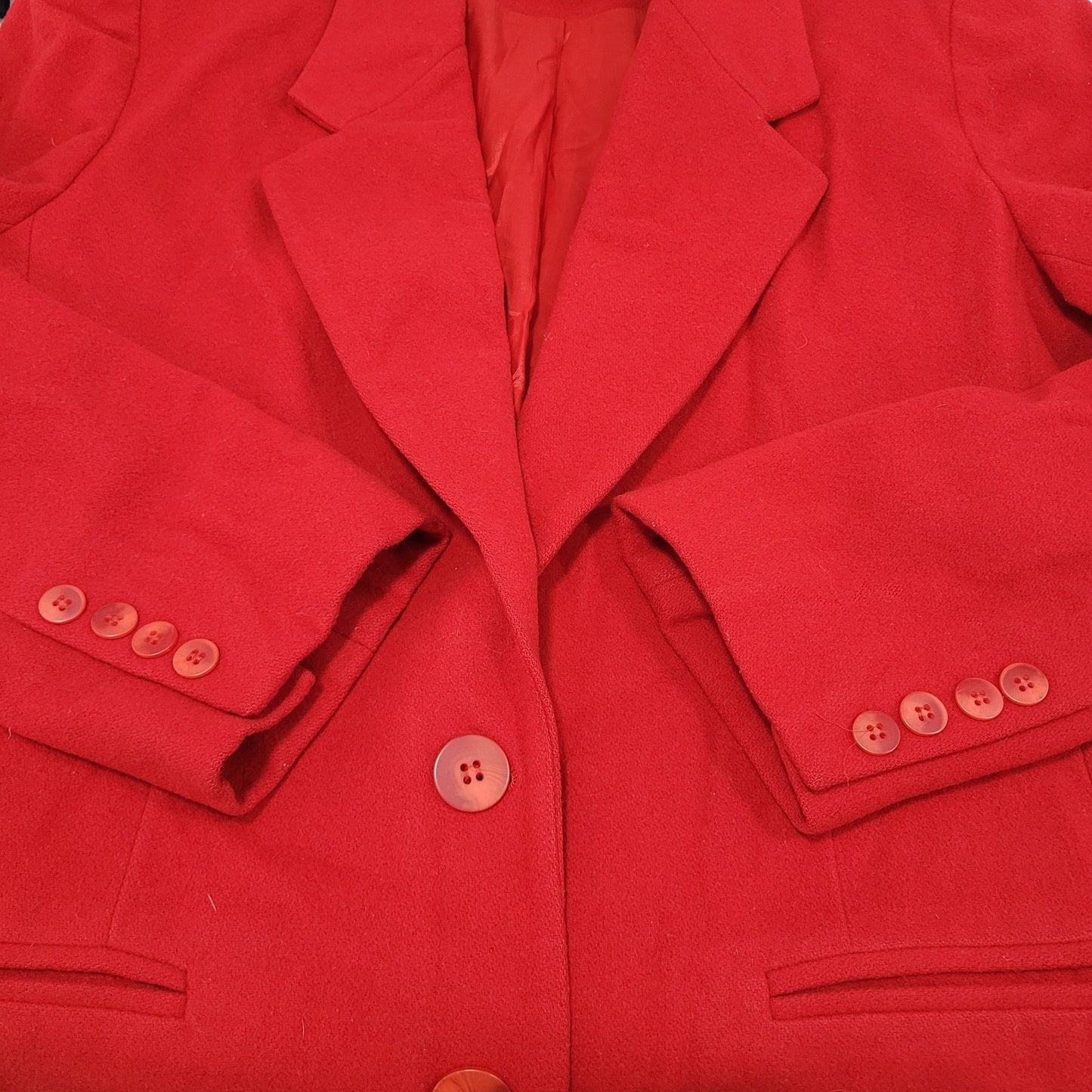 VTG Saks Fifth Avenue Red Wool Buttoned Blazer Jacket Size Large L