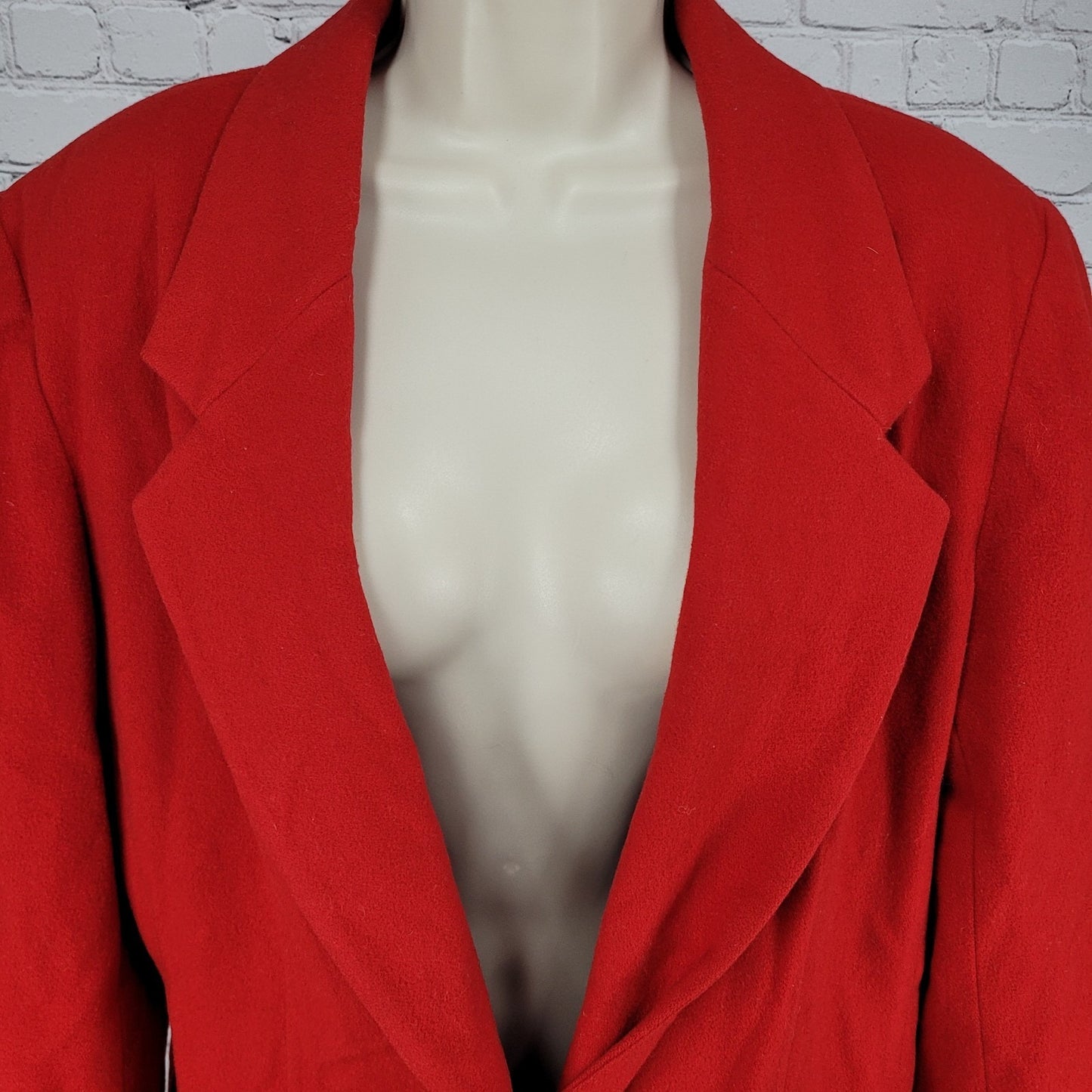 VTG Saks Fifth Avenue Red Wool Buttoned Blazer Jacket Size Large L