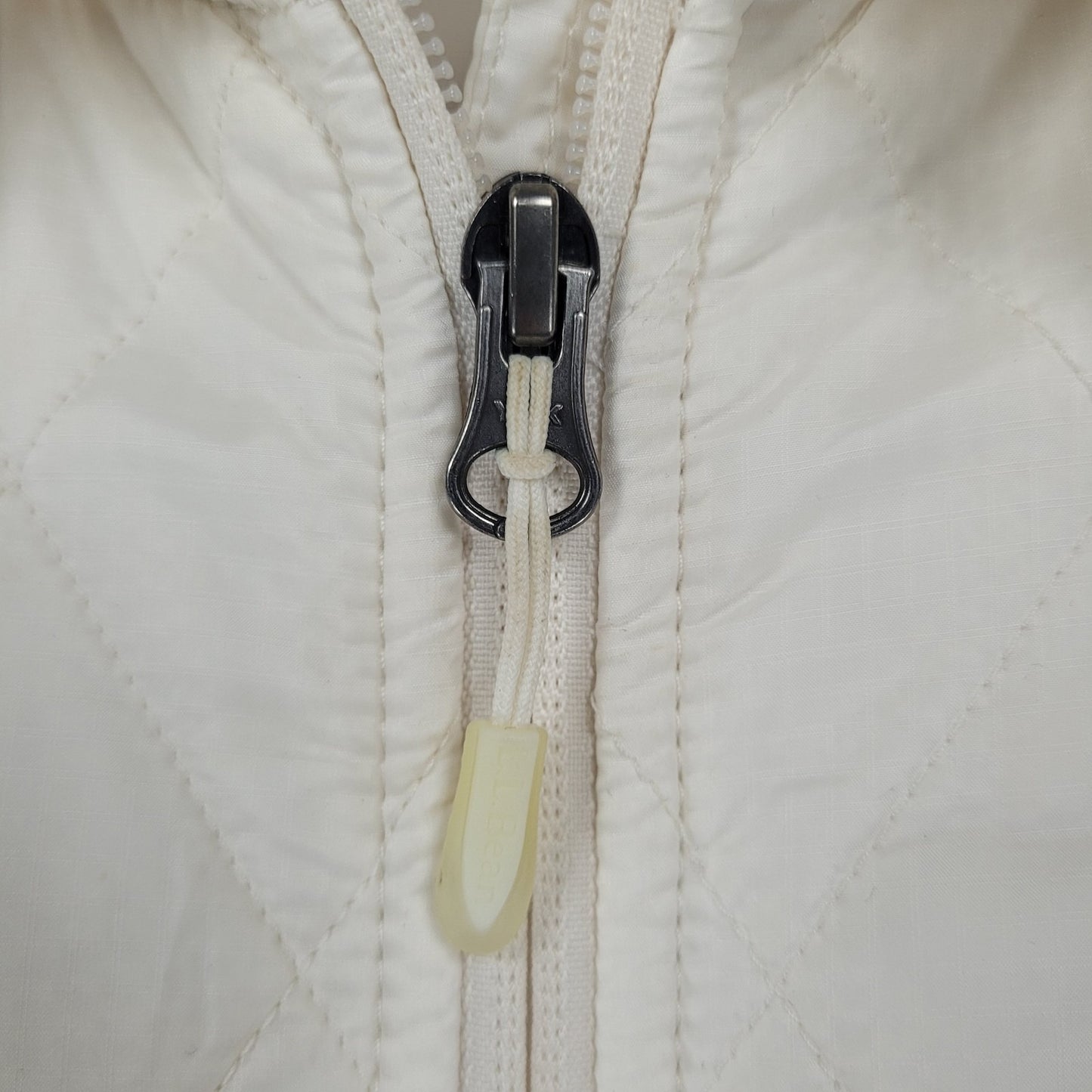 LL Bean Ivory Quilted Sherpa Lined Knit Stretch Side Panels Full Zip Vest XL