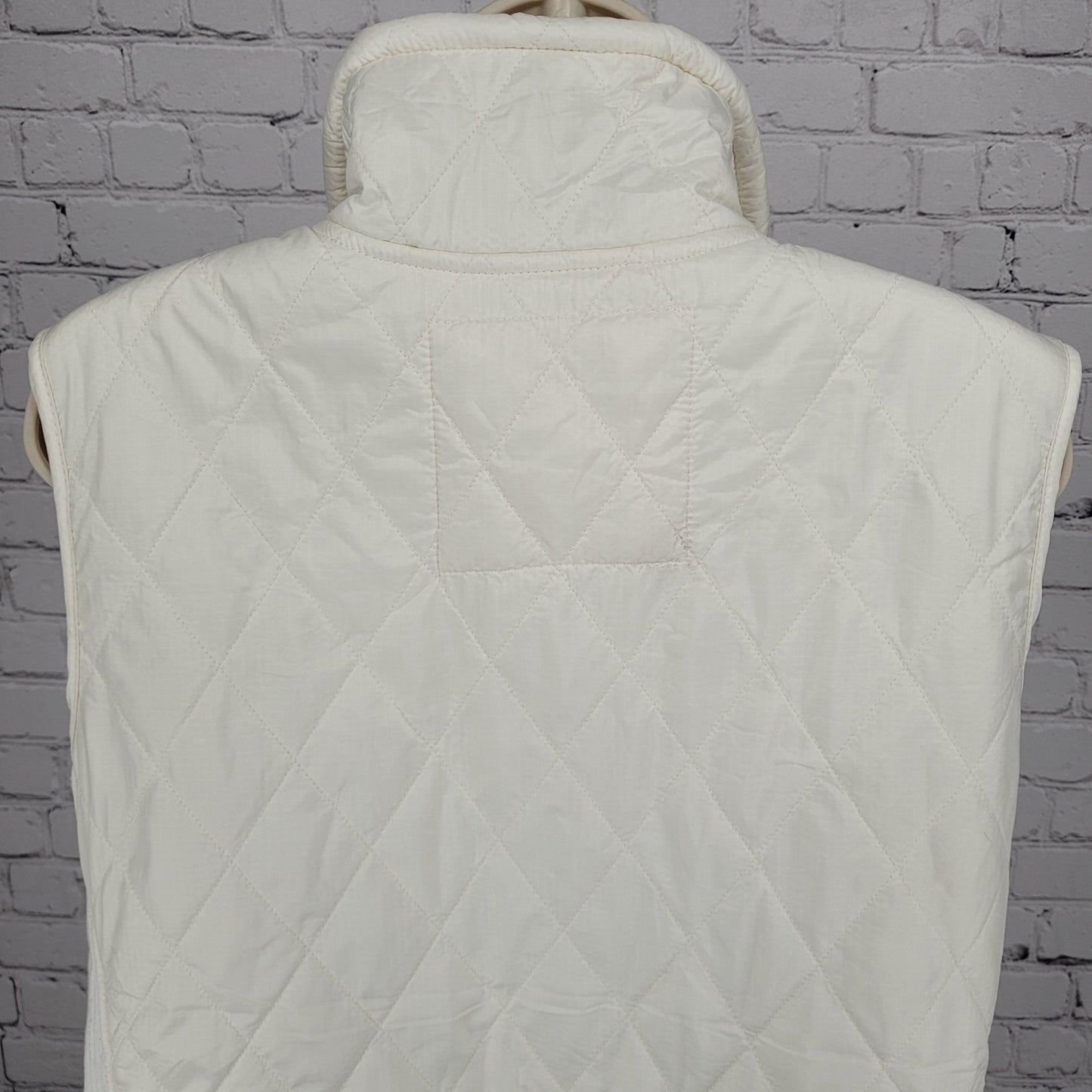 LL Bean Ivory Quilted Sherpa Lined Knit Stretch Side Panels Full Zip Vest XL