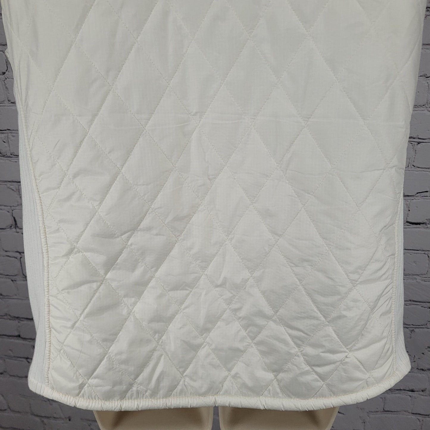 LL Bean Ivory Quilted Sherpa Lined Knit Stretch Side Panels Full Zip Vest XL