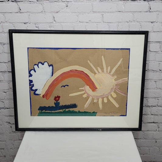 Stacy Tidmore Sun Sky Nature Original Painting Matted Framed Art (29"x22.5")