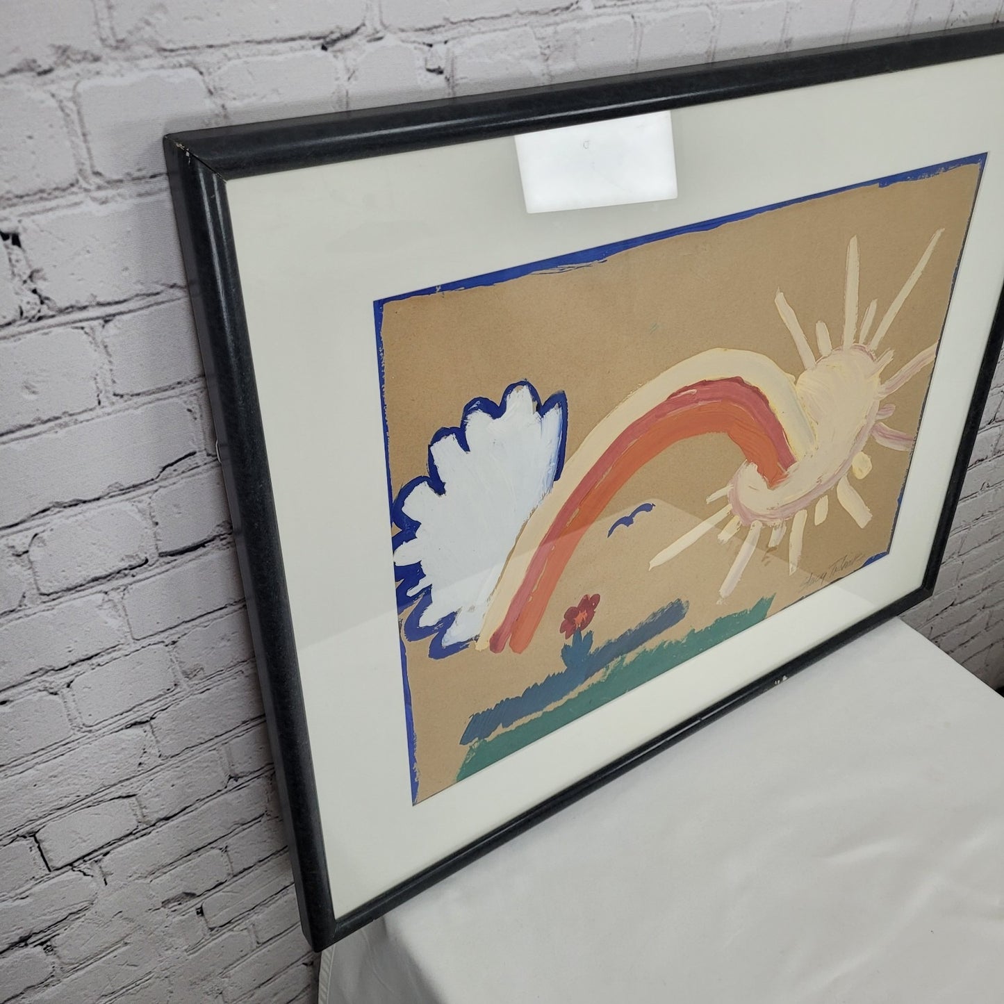 Stacy Tidmore Sun Sky Nature Original Painting Matted Framed Art (29"x22.5")