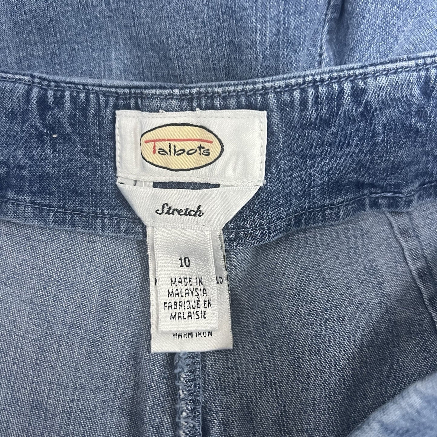 Talbots Blue Denim Stretch Straight Leg Capri Jean Pants Side Zip Size 10