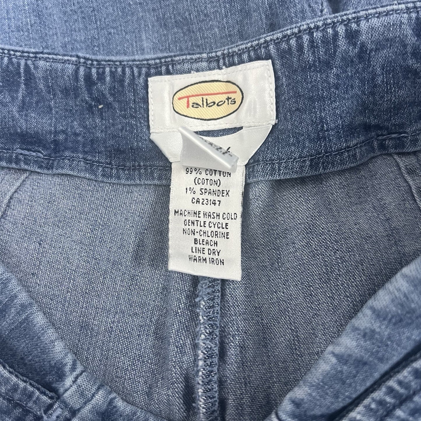 Talbots Blue Denim Stretch Straight Leg Capri Jean Pants Side Zip Size 10