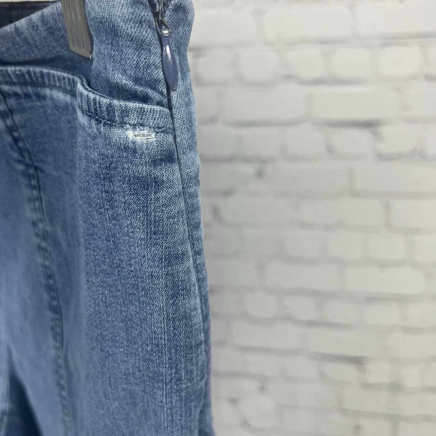 Talbots Blue Denim Stretch Straight Leg Capri Jean Pants Side Zip Size 10