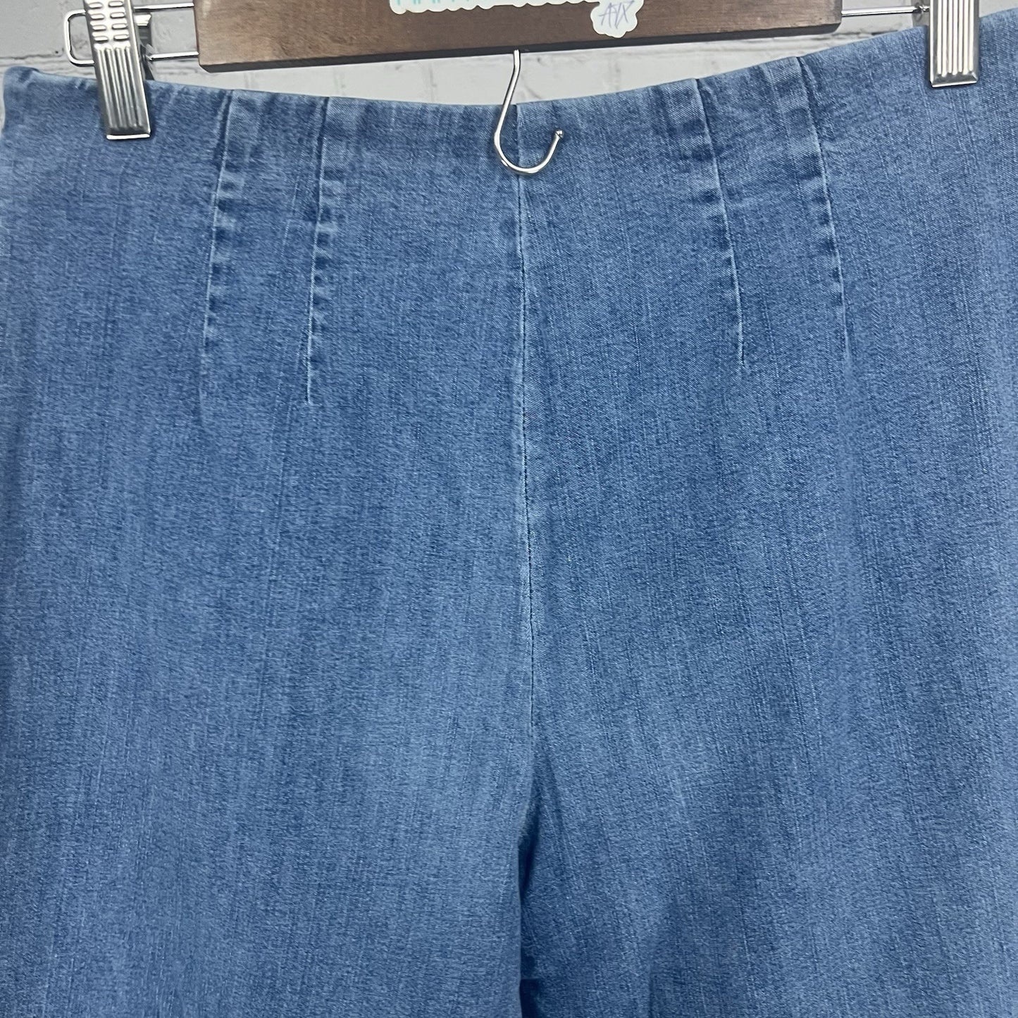 Talbots Blue Denim Stretch Straight Leg Capri Jean Pants Side Zip Size 10