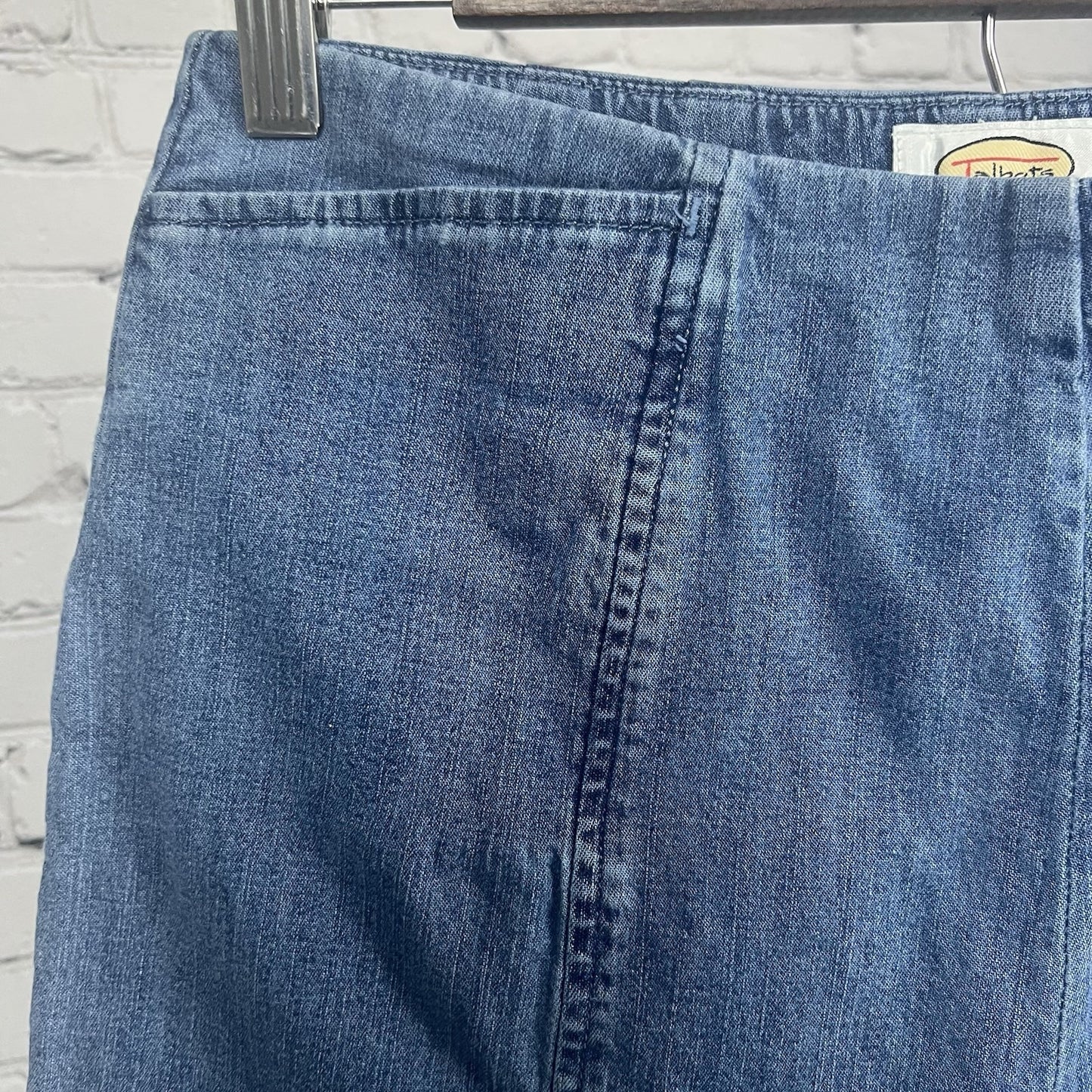 Talbots Blue Denim Stretch Straight Leg Capri Jean Pants Side Zip Size 10