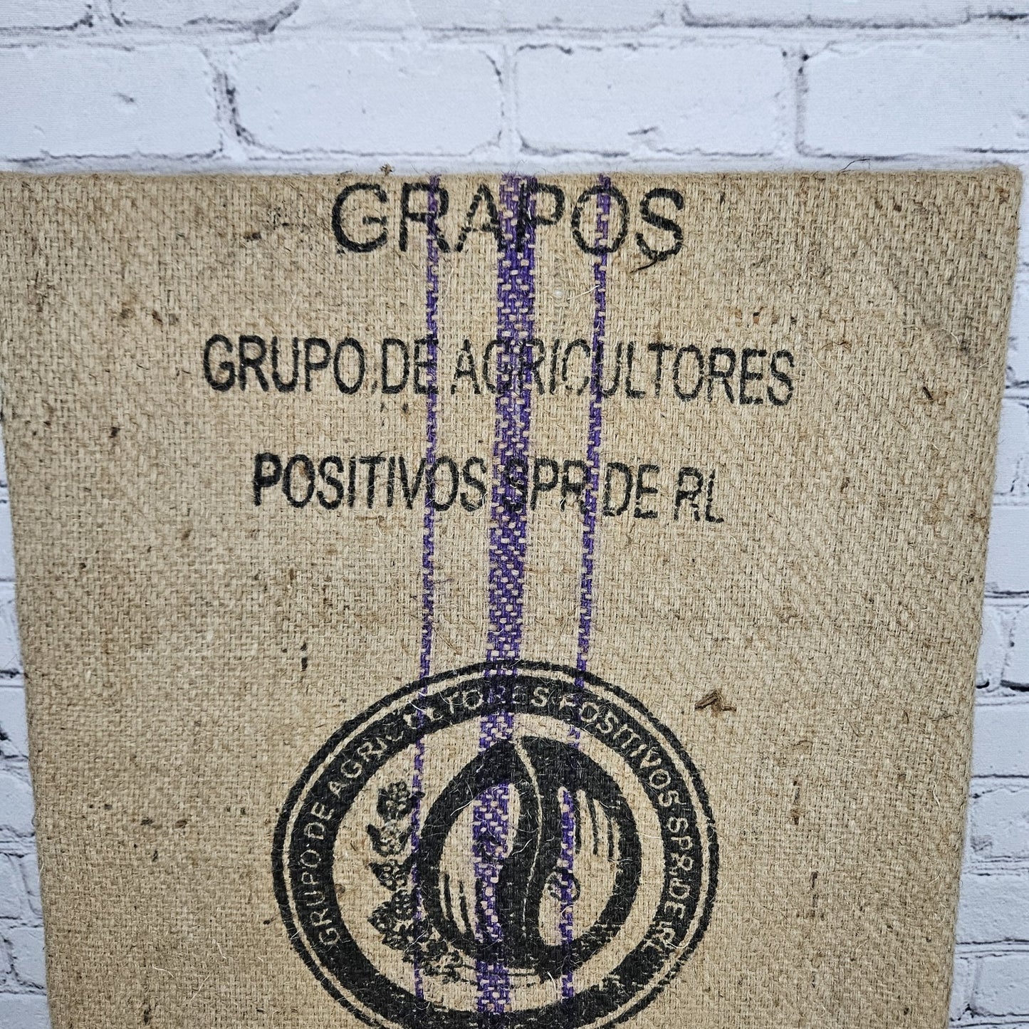 Grapos Mexico Coffee Authentic Burlap Sack Wrapped Canvas Wood Framed Art 24x18