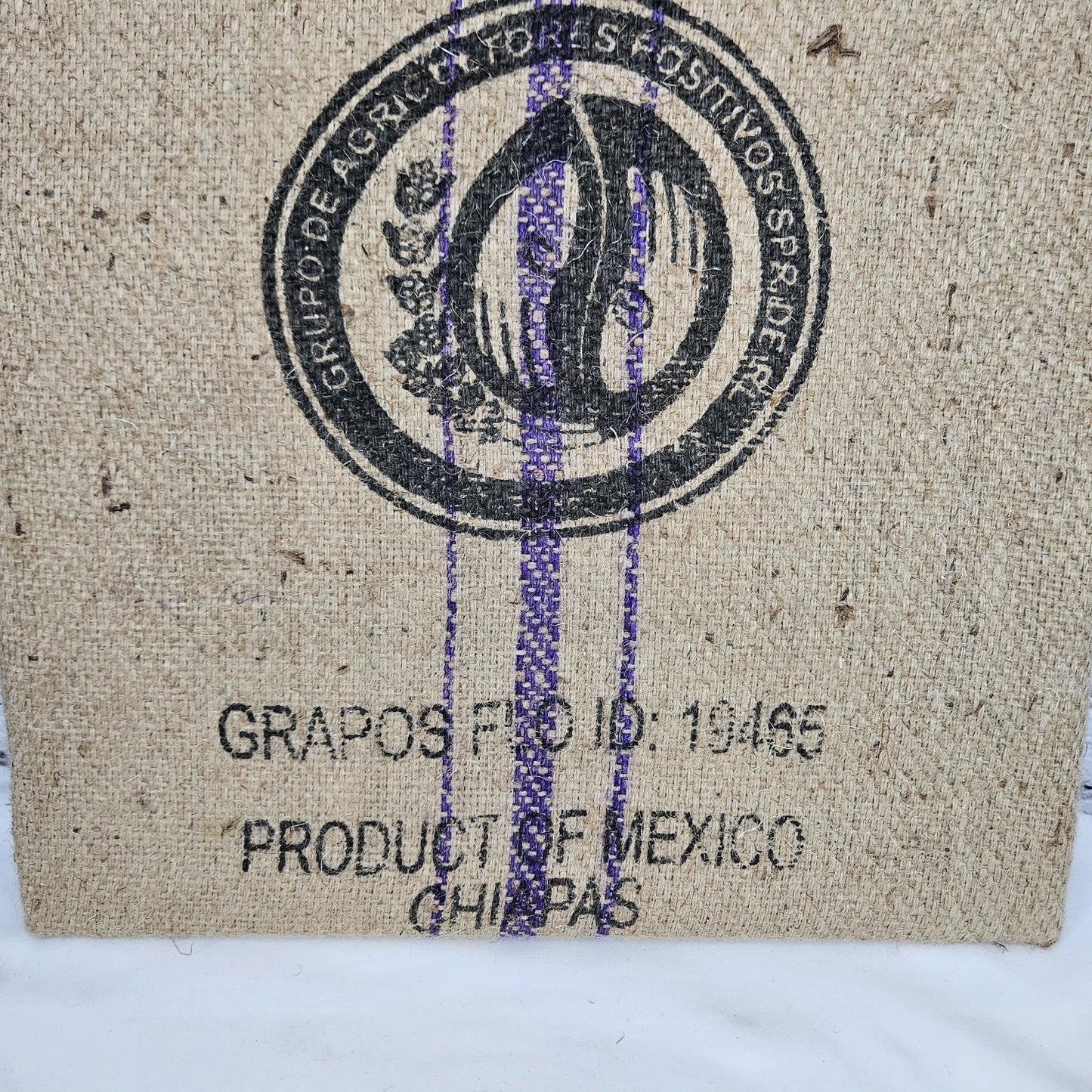 Grapos Mexico Coffee Authentic Burlap Sack Wrapped Canvas Wood Framed Art 24x18