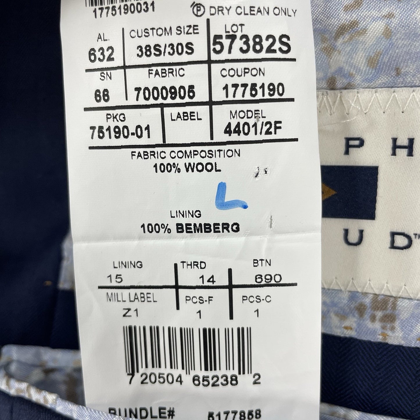 Joseph Abboud Ermenegildo Zenga Blue Wool Two Button Blazer Sport Coat USA 38S