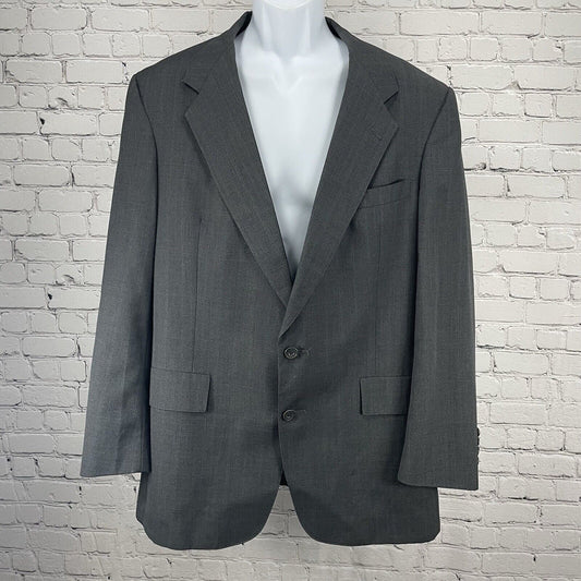 Austin Reed Ayrshire Gray Blue Madras 2 Button Single Vent Suit Jacket Size 43