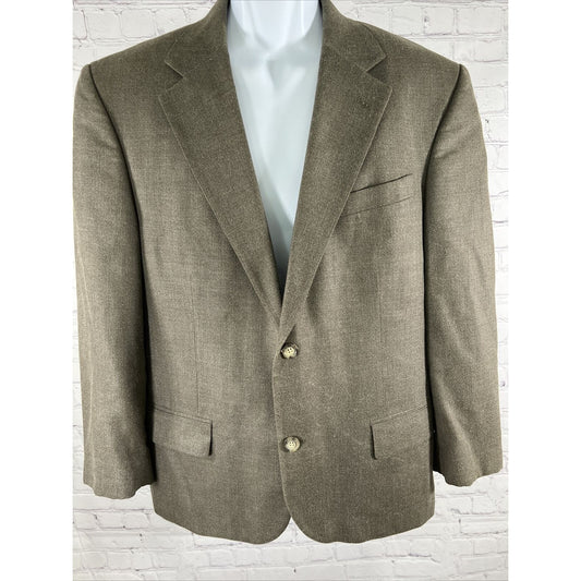 Oscar de la Renta Men's Green Silk Wool Sport Coat Jacket Blazer 41R Two Button