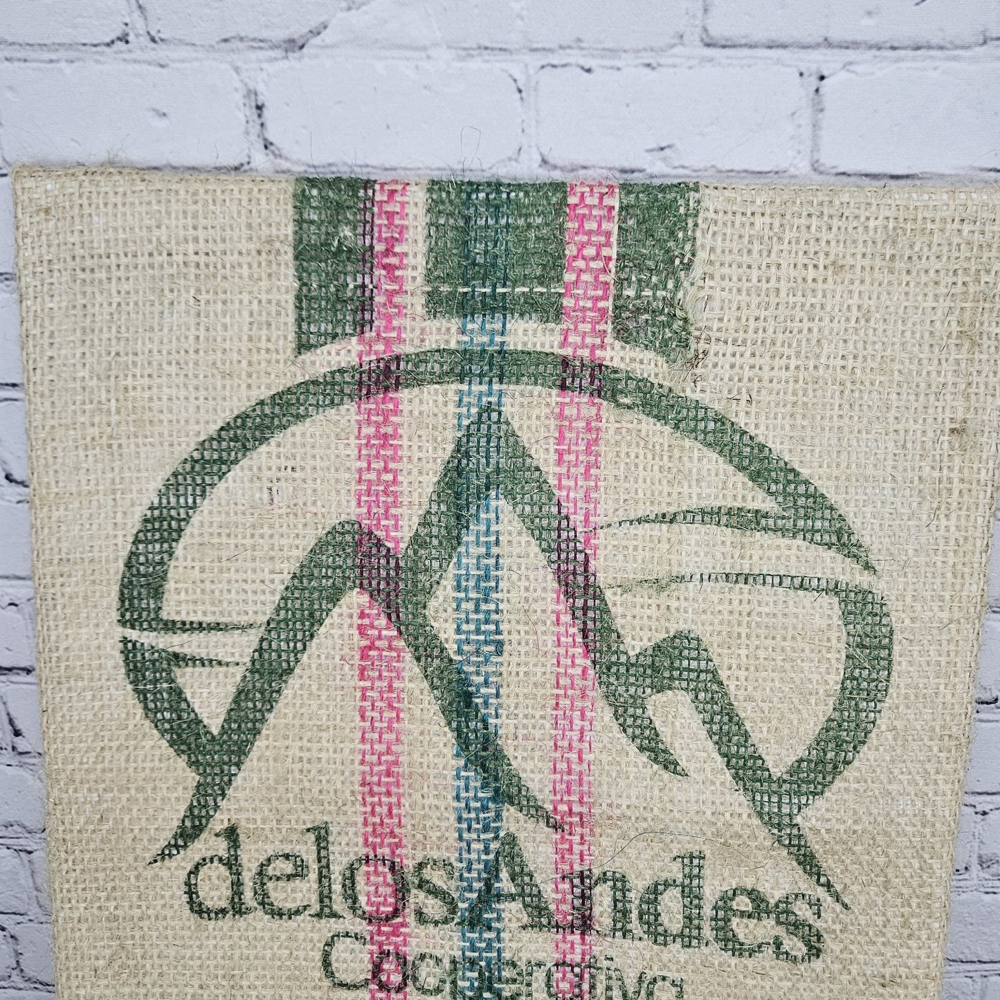 Delos Andes Coffee Authentic Burlap Sack Wrapped Canvas Wood Framed Art 24x18