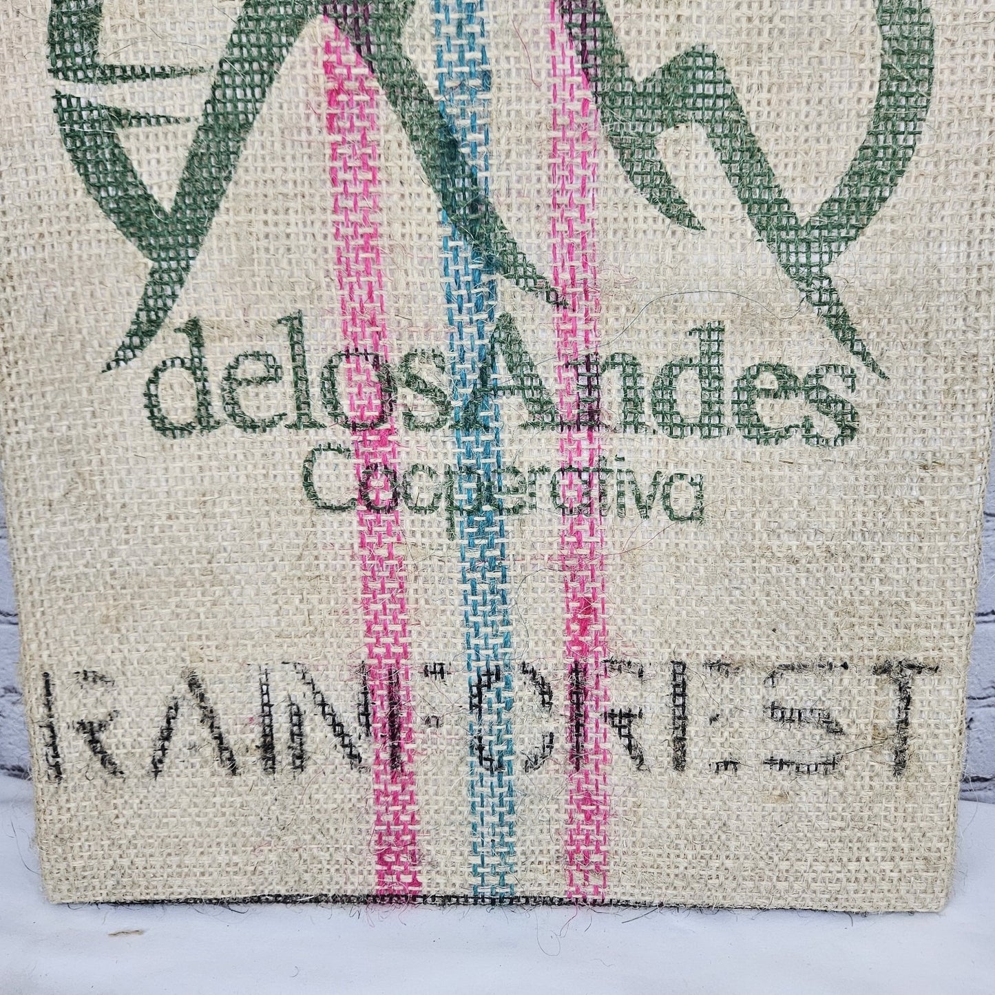 Delos Andes Coffee Authentic Burlap Sack Wrapped Canvas Wood Framed Art 24x18